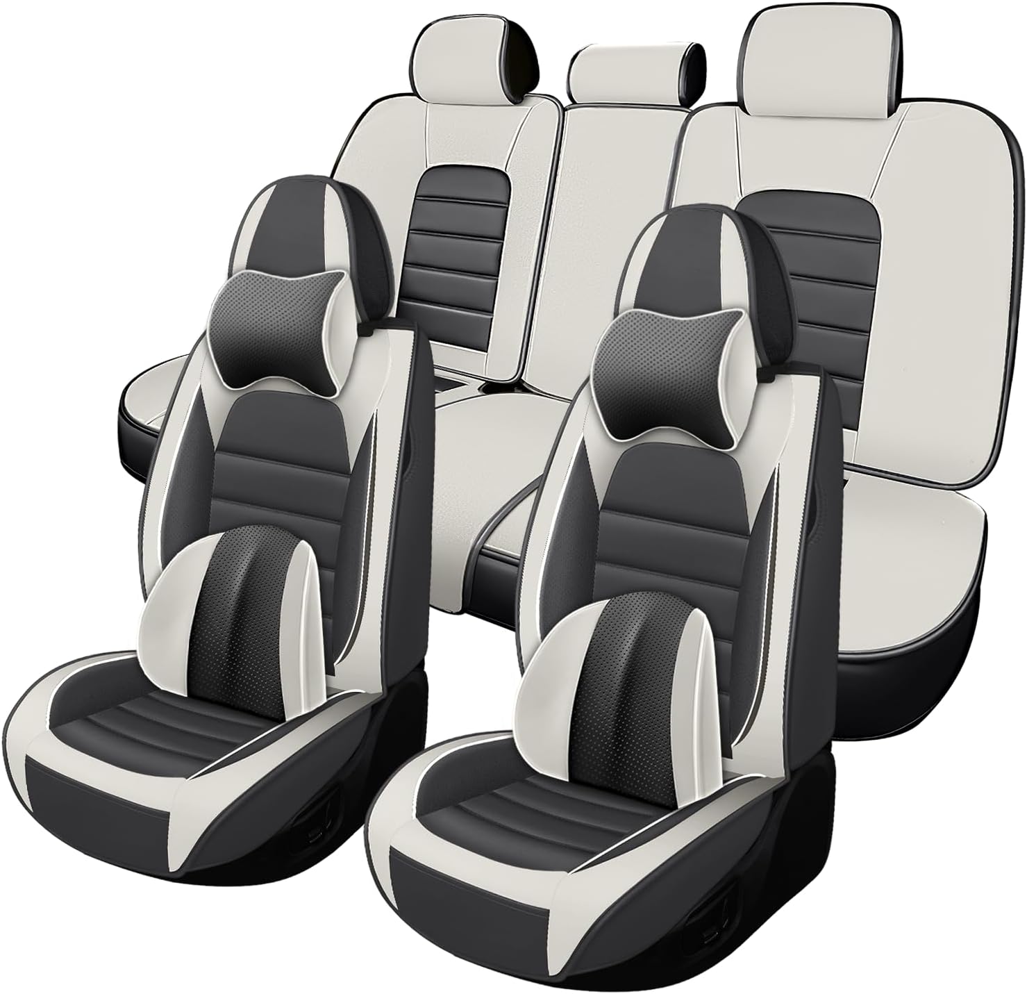Car Seat Cover Fit for Jeep Wrangler 2000-2025,Compatible Airbag Non-Slip Waterproof Seat Cover,Car Seat Protector Premium Interior (Luxury 5 Seats,Gray White)