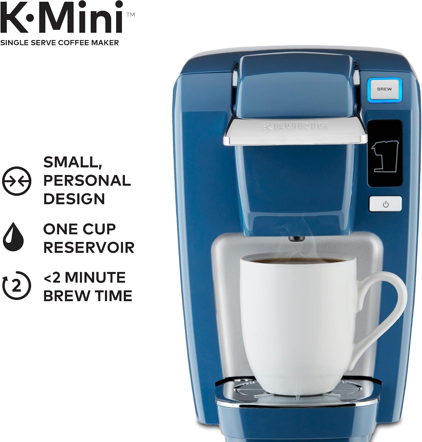 Keurig K15 Coffee Maker, Single Serve K-Cup Pod Coffee Brewer, 6 to 10 oz. Brew Sizes, Denim
