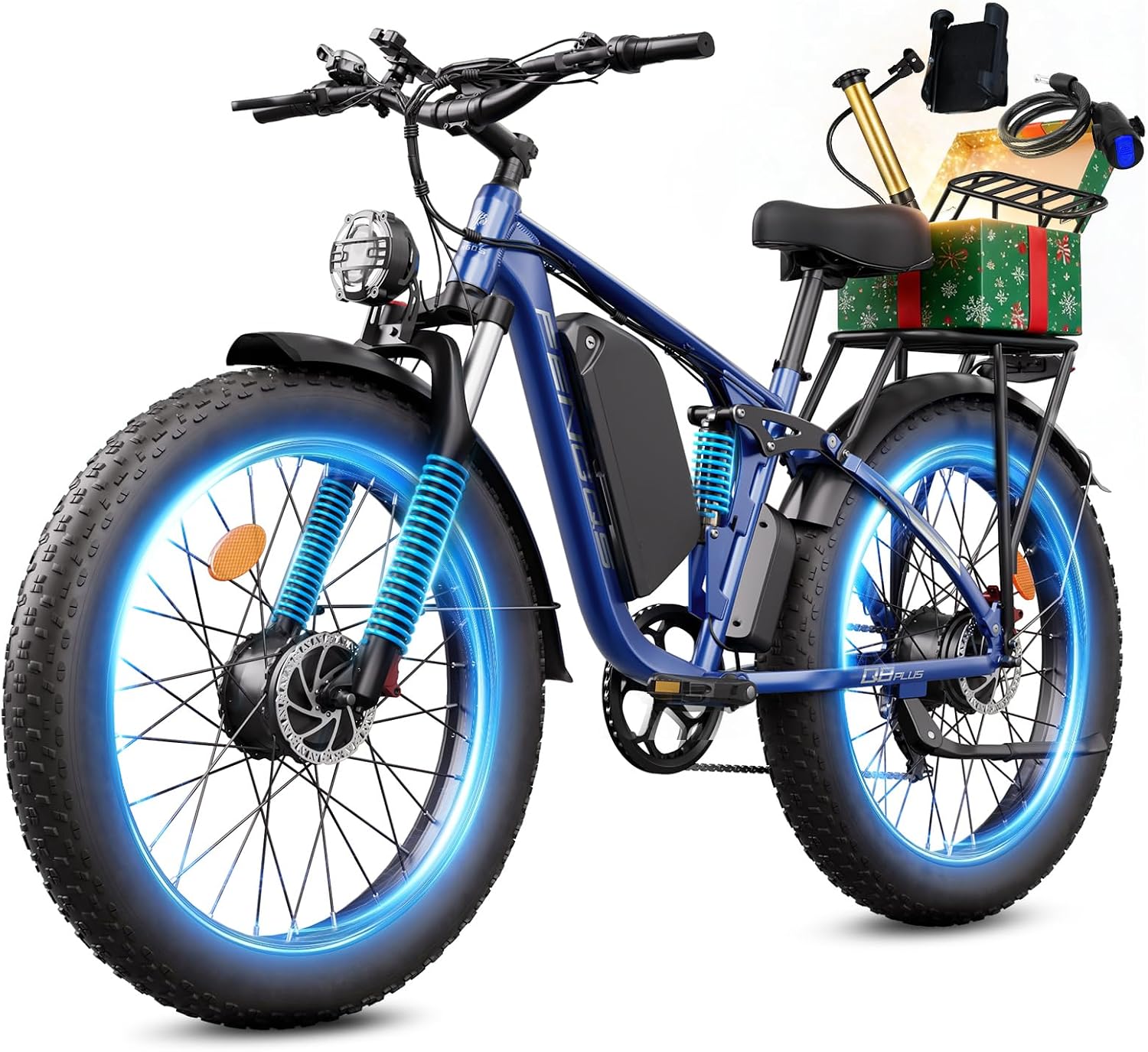 5000W Electric Bike for Adults, 45MPH Dual Motor Ebike 52V 23AH 1196WH E Bike 100 Miles Long Range Bicycle Full Suspension 26' Fat Tire Off Road for Men Dual Hydraulic Disc Brake Ebike