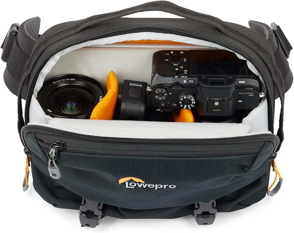 Lowepro Trekker Lite SLX 120, Compact Camera Backpack with Tablet Pocket, Camera Bag for Full Frame Mirrorless, Tripod Attachment, Water Bottle Holder, Black