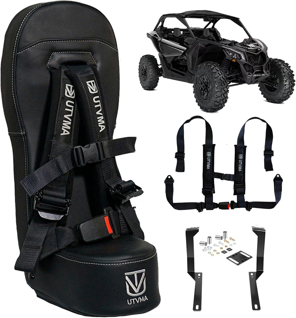 UTVMA Bump Seat Compatible With Can Am X3 - Easy Install | UTV Jump Seat | Bump Seat for Kids - Harness & All Mounting Hardware Included, Front or Rear Use | All Models of X3 | (2017-2025)