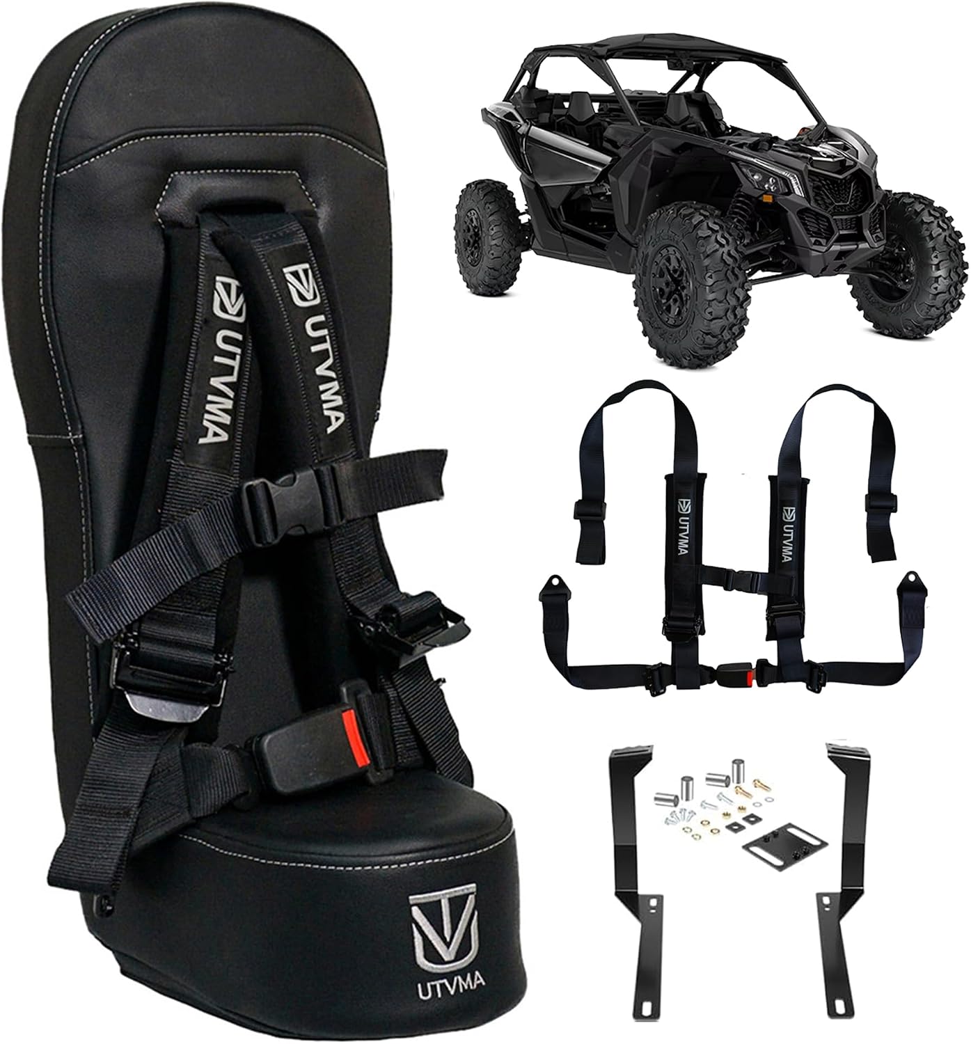 UTVMA Bump Seat Compatible With Can Am X3 - Easy Install | UTV Jump Seat | Bump Seat for Kids - Harness & All Mounting Hardware Included, Front or Rear Use | All Models of X3 | (2017-2025)