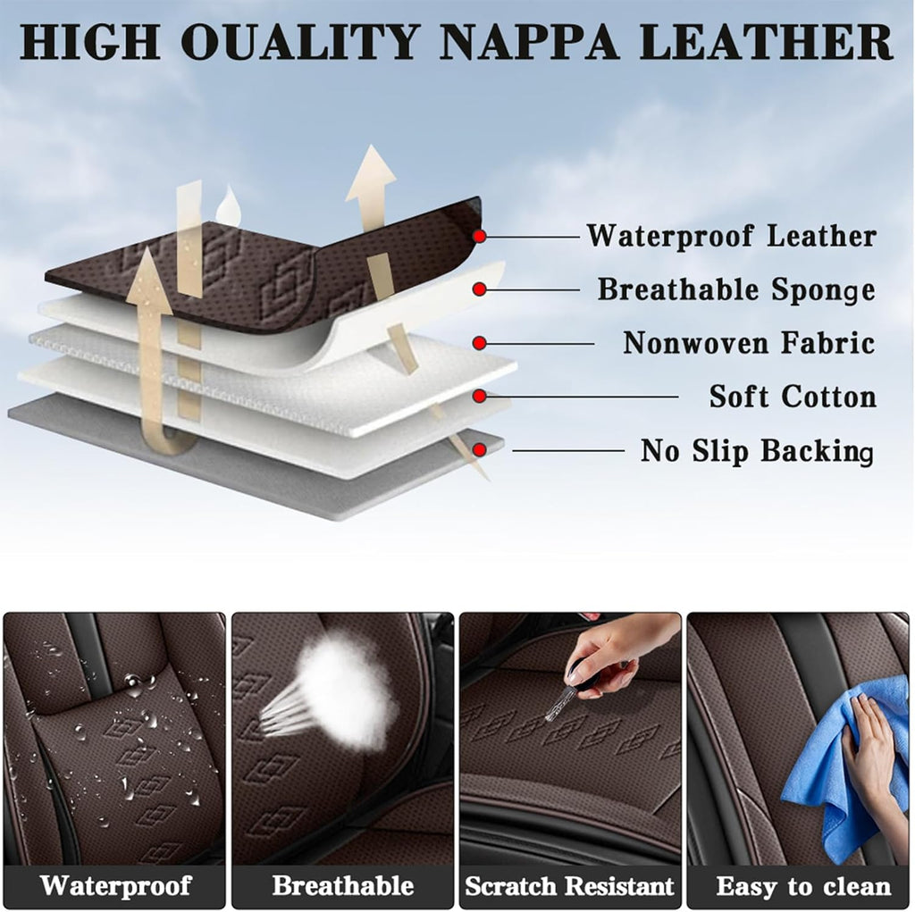 Leather Seat Covers for Mazda CX-50 Hybrid 2025,Premium Car Seat Covers Front Set,Waterproof Car Seat Protectors with Airbag,Comfort Interior Cover Seats for Cars(Black+Brown)