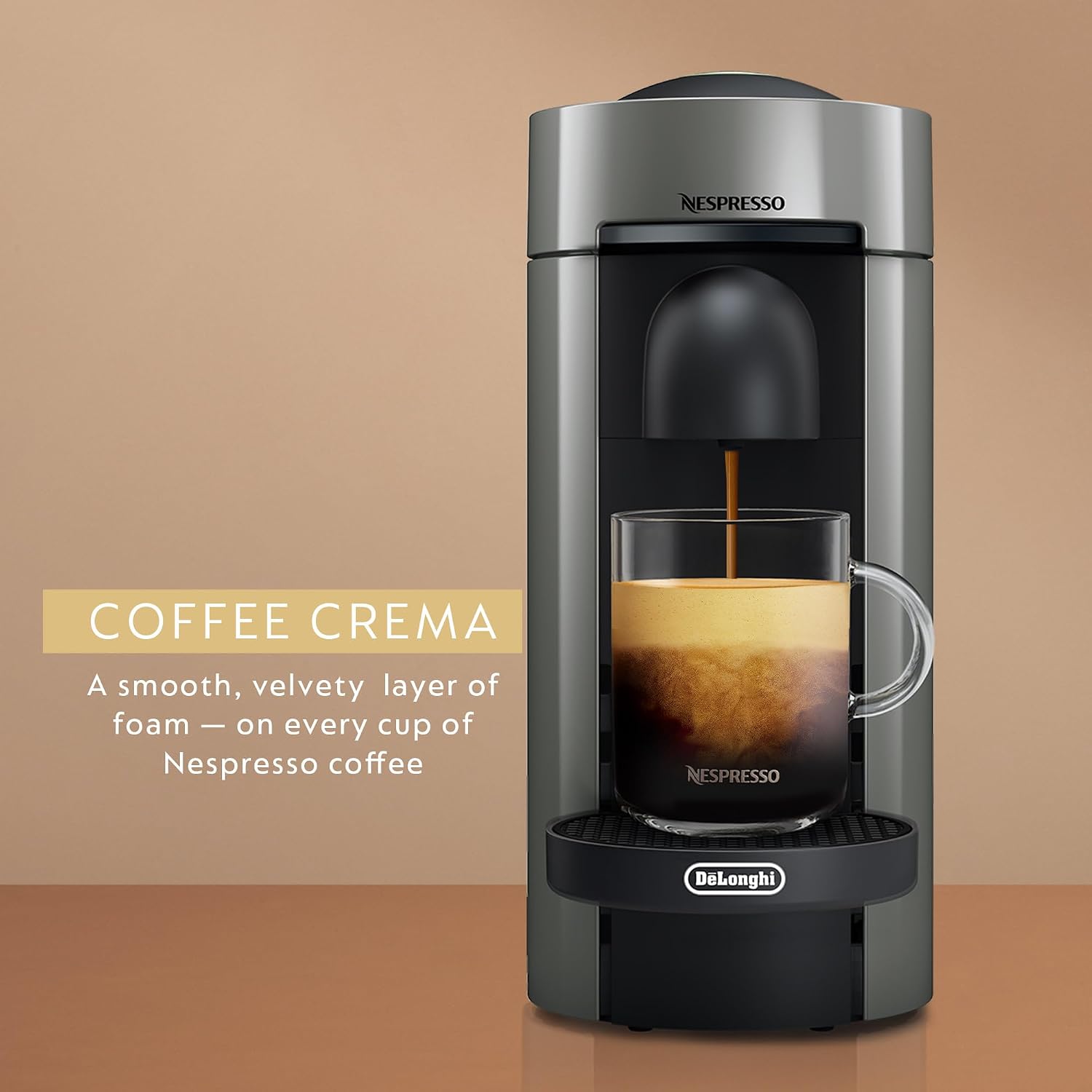 De'Longhi Nespresso Vertuo Plus Coffee and Espresso Maker by De'Longhi, Grey with Aeroccino Milk Frother