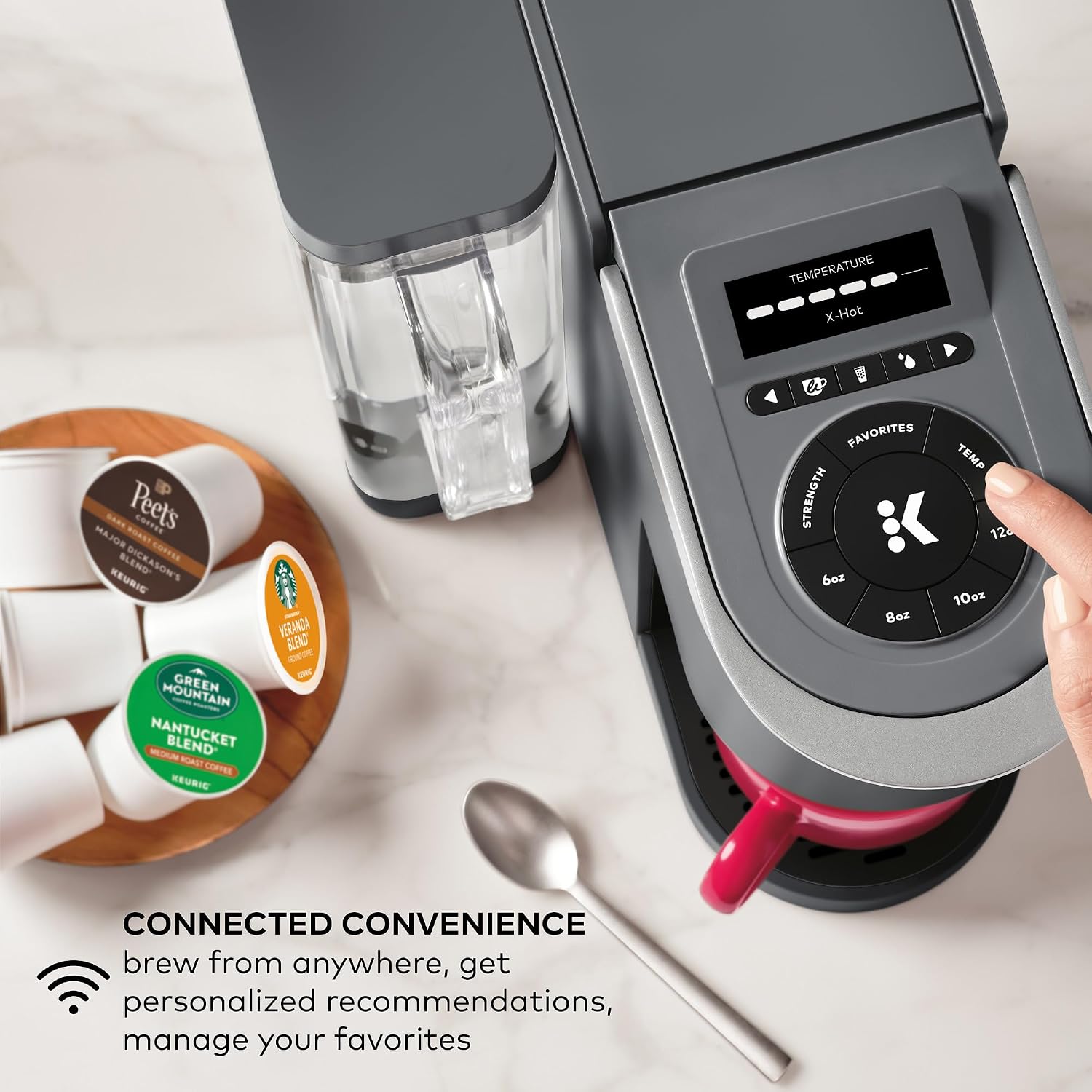Keurig K-Supreme SMART Single Serve Coffee Maker With Wifi Compatibility, 4 Brew Sizes, And 66oz Removable Reservoir, Compatible with Alexa, Gray
