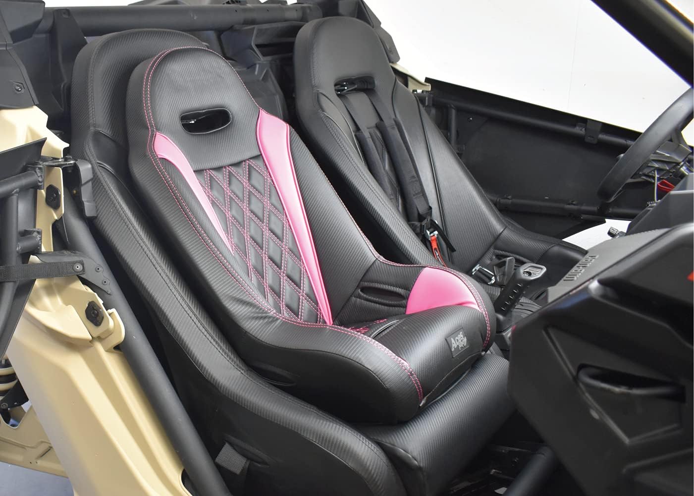 UTV Junior Pink Seat - Black 5 Point Harness (Fits Stock & Aftermarket Seats)