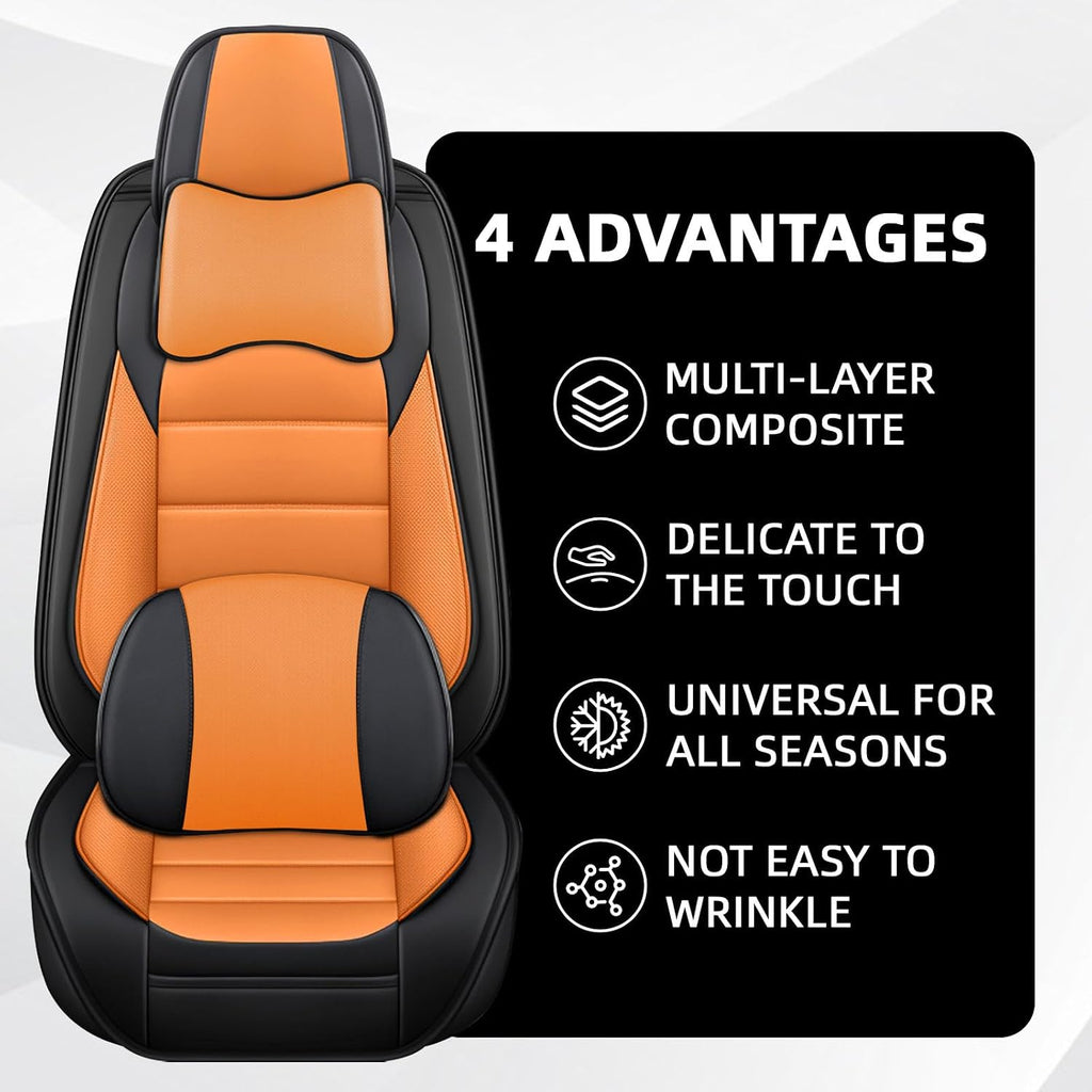 Car Seat Cover Fit for Jeep Wrangler 2000-2025,Compatible Airbag Non-Slip Waterproof Seat Cover,Car Seat Protector Premium Interior (Luxury 5 Seats,Black Orange)