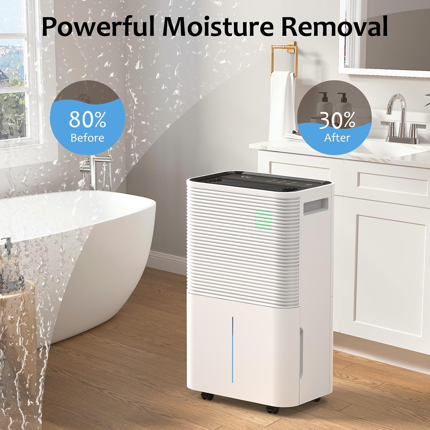 ZAFRO 45 Pints Dehumidifier for Home, 135 OZ Water Tank, Portable Dehumidifier with Auto Shut Off, Quiet Dehumidifier for Bedroom Basement Bathroom