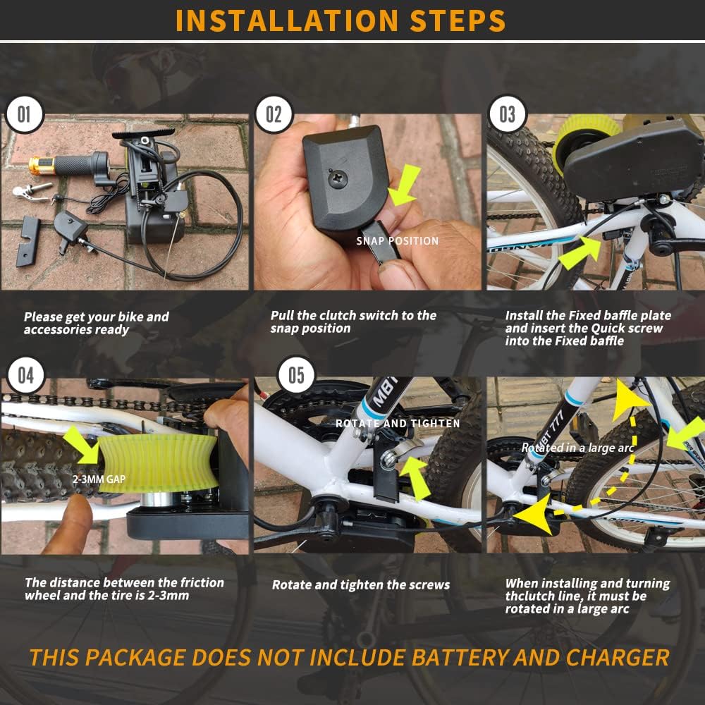 BAIZIFU DIY Electric Bike Conversion kit 250W Brushless Motor and Controller,Electric Bike Booster kit Waterproof Ebike Conversion Kit Friction Drive Bicycle Kit