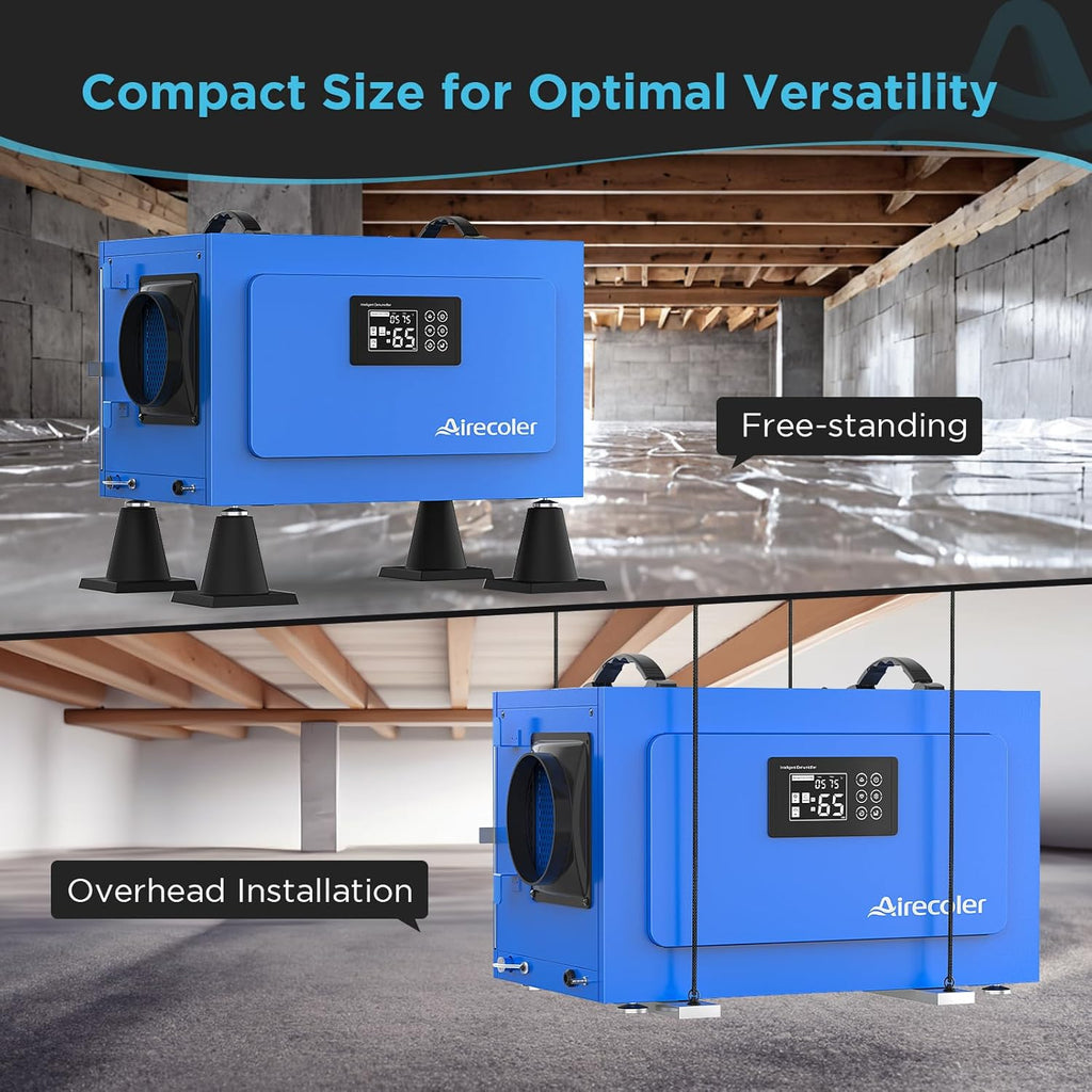170 Pints Commercial Dehumidifier with Pump for Crawl Spaces & Basements with Drain Hose, Water Damage Restoration Dehumidifier Ideal for up to 7,500 sq ft Industrial and Job Sites