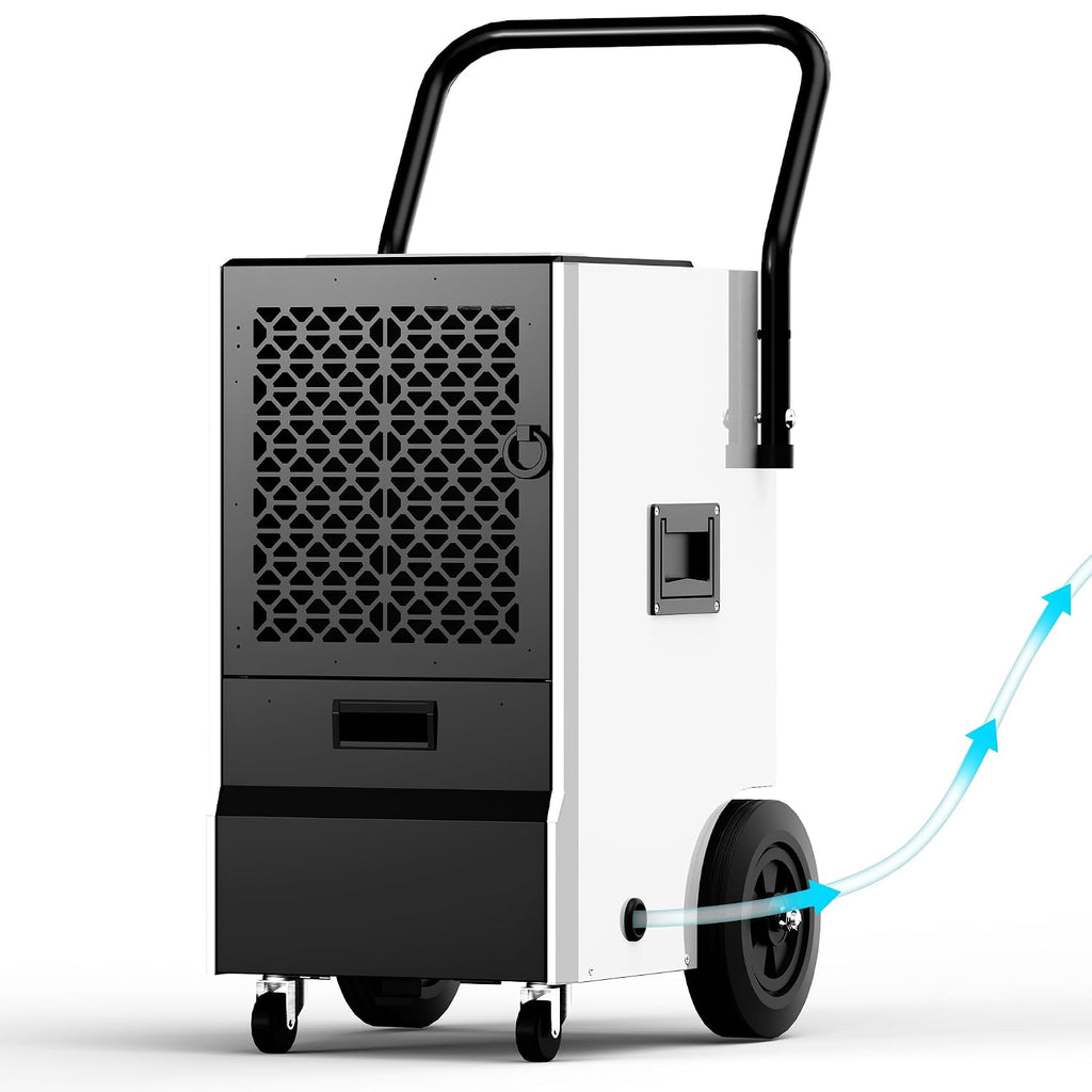 EUHOMY 160 Pints Commercial Dehumidifier with Pump,Large Dehumidifier for Basement With Drain Hose,Timer and 4 Wheels,Industrial Dehumidifiers for Flood Repair,Drying Basement,Warehouse and Factory