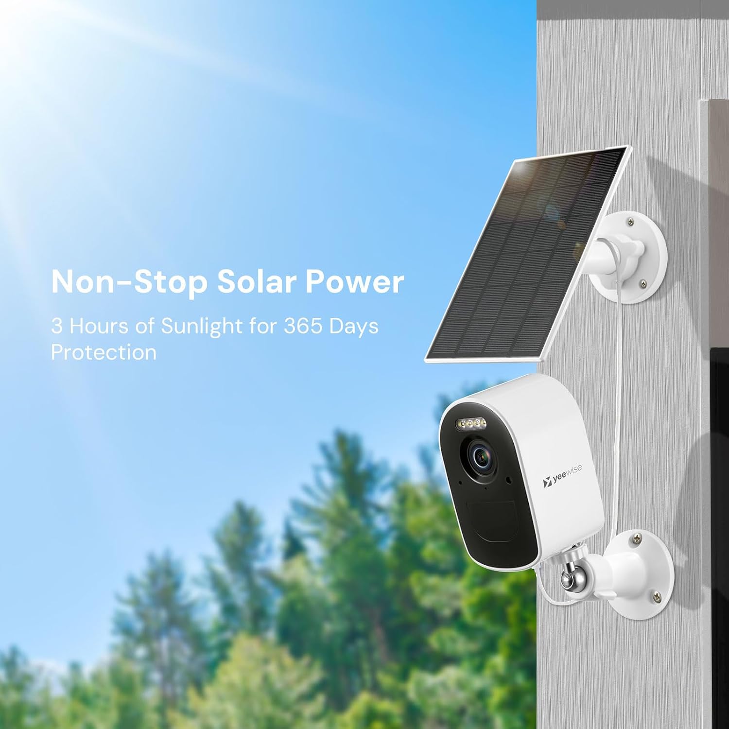 yeewise WiFi6 Solar Security Cameras Wireless Outdoor, 2K QHD Home Security System, 4-Cam Kit, 2.4&5GHz WiFi, Color Night Vision, Local Storage, IP66 Weatherproof, Works with Alexa, No Monthly Fees