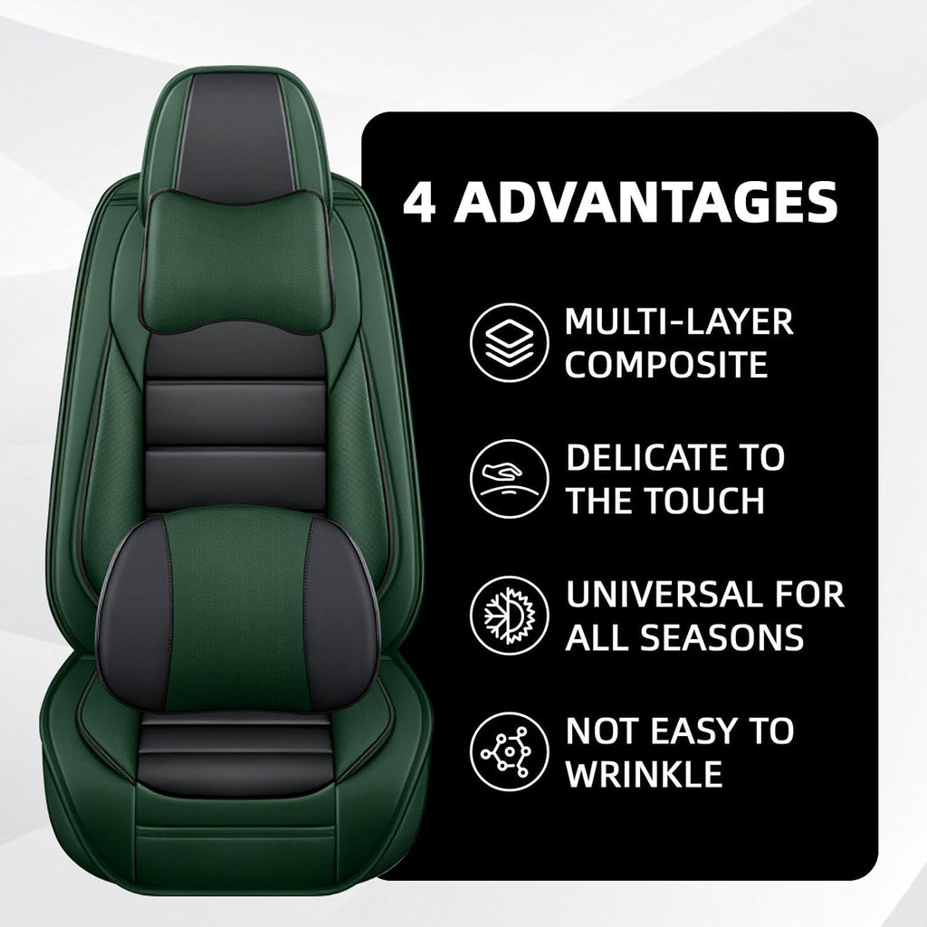 Car Seat Cover Fit for Jeep Wrangler 2000-2025,Compatible Airbag Non-Slip Waterproof Seat Covers,Car Seat Protector Premium Interior (Luxury 5 Seats,Black Green)