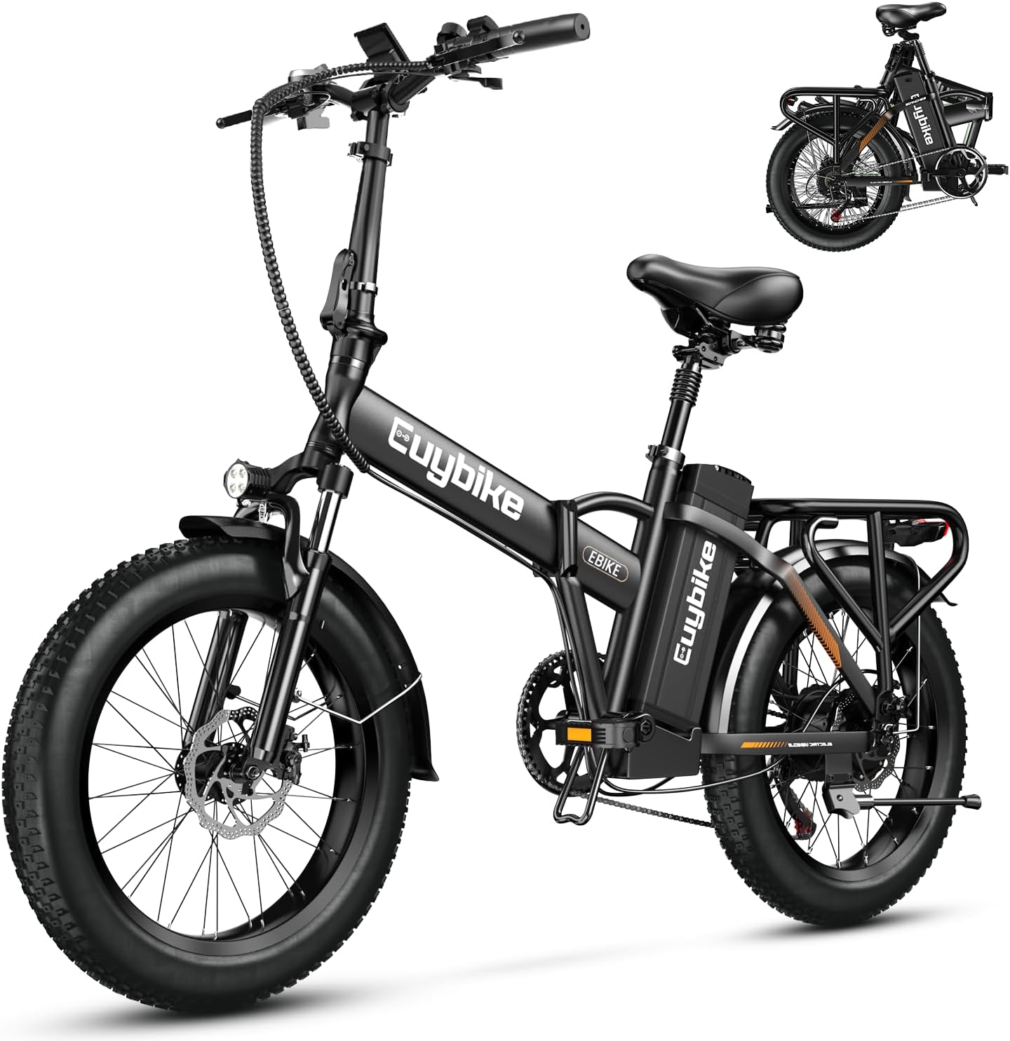 bluebiko 1000W Folding Electric Bike, 48V 20AH Large Removable Battery E Bike, 80 Miles Max Range, 20' Fat Tire Electric Bike for Adults, Adult Electric Bicycles for Commute Beach Snow