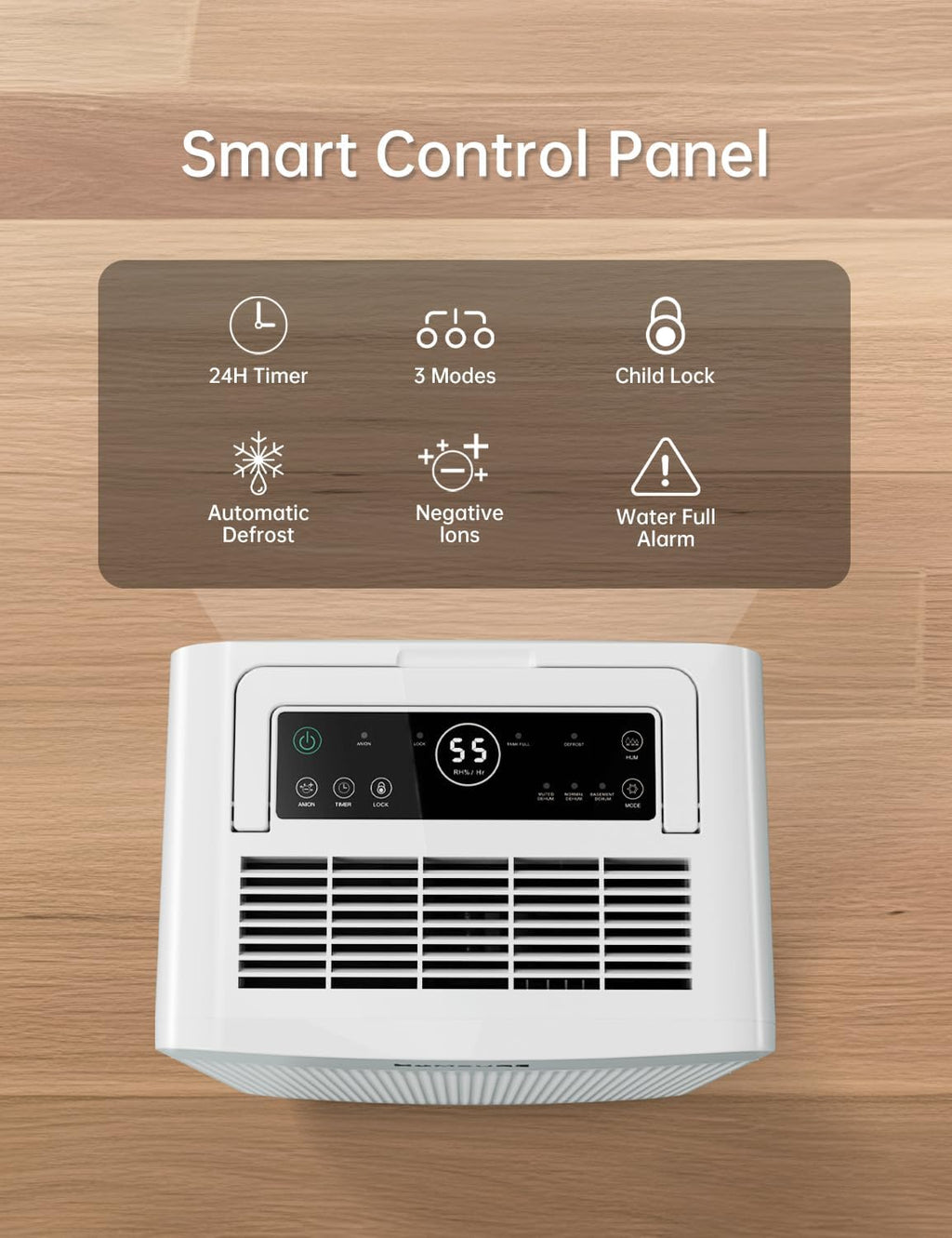 HUMSURE 4500 Sq. Ft 80 Pints Dehumidifier Equipped With Drainage Hose, Automatic Defrosting, for Basement, Home, Bathroom, Bedroom,24-Hour Timer Function