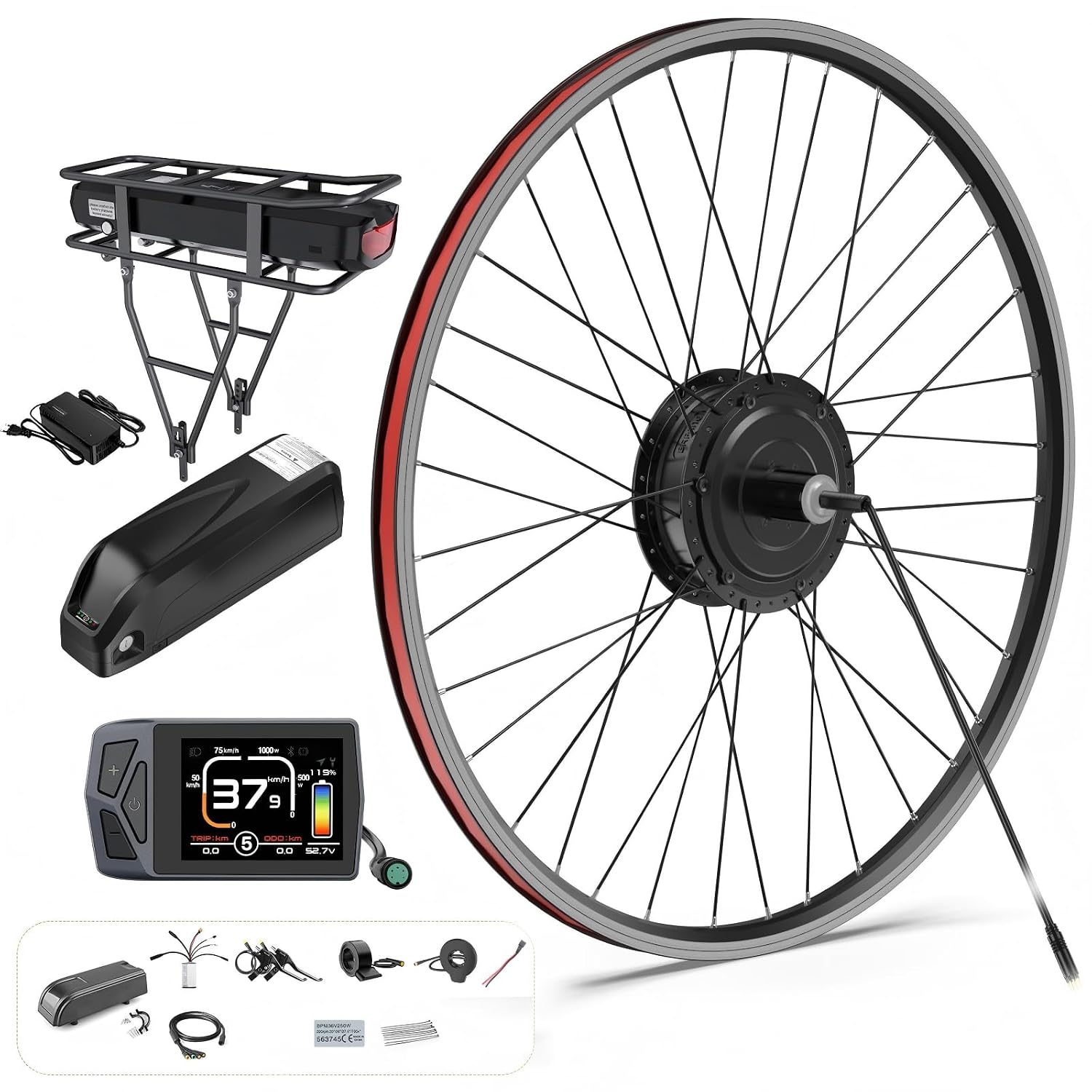 BAFANG Rear Hub Motor Kit 48V 500W 750W Electric Bicycle Conversion Kit for Bikes 20'/26'/27.5'/700C Wheel with Optional Display and EBike Battery