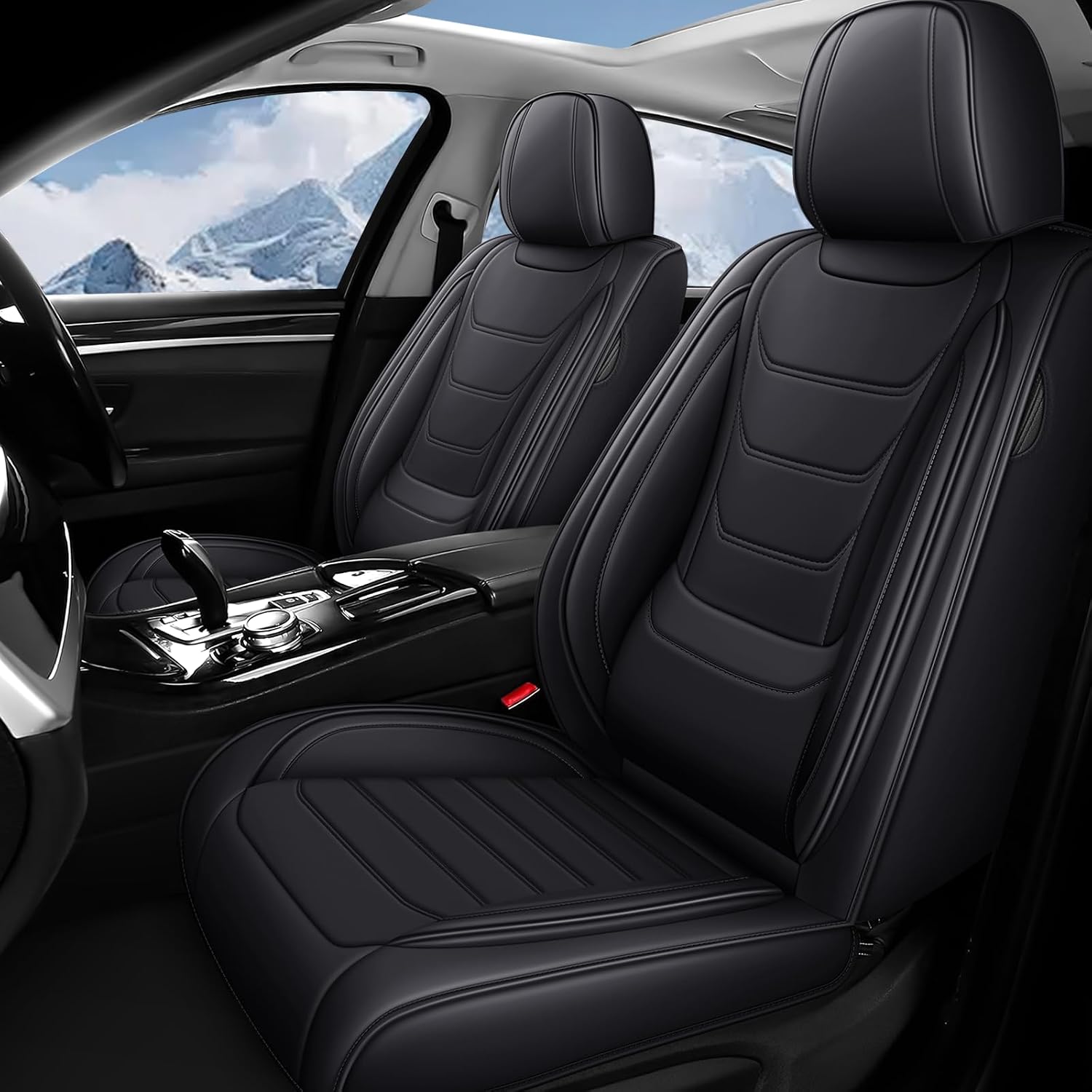 Fit for Hummer H3 2006-2009 Custom Seat Covers, PU Leather Car Seat Covers, Full Coverage Protection, Thick Cushioning Seat Protectors(Standard Front Row/Black)