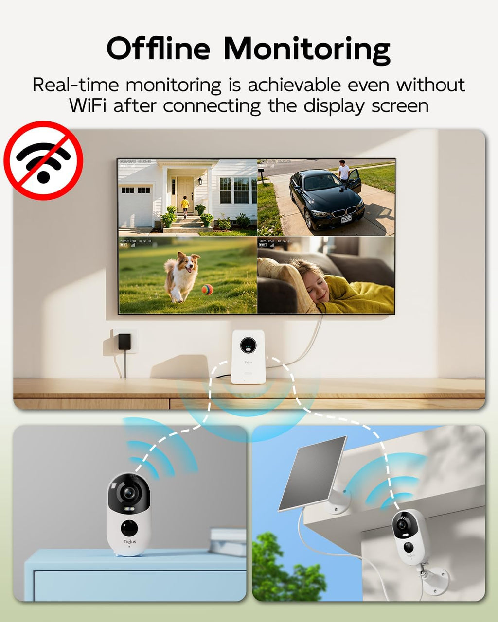 3K 4MP Security Cameras Outdoor Wireless, Solar Powered Cameras for Home Security, No Subscription, Smart Detection, Color Night Vision, 2-Way Talk, 2.4/5GHz WiFi, 32GB Local Storage