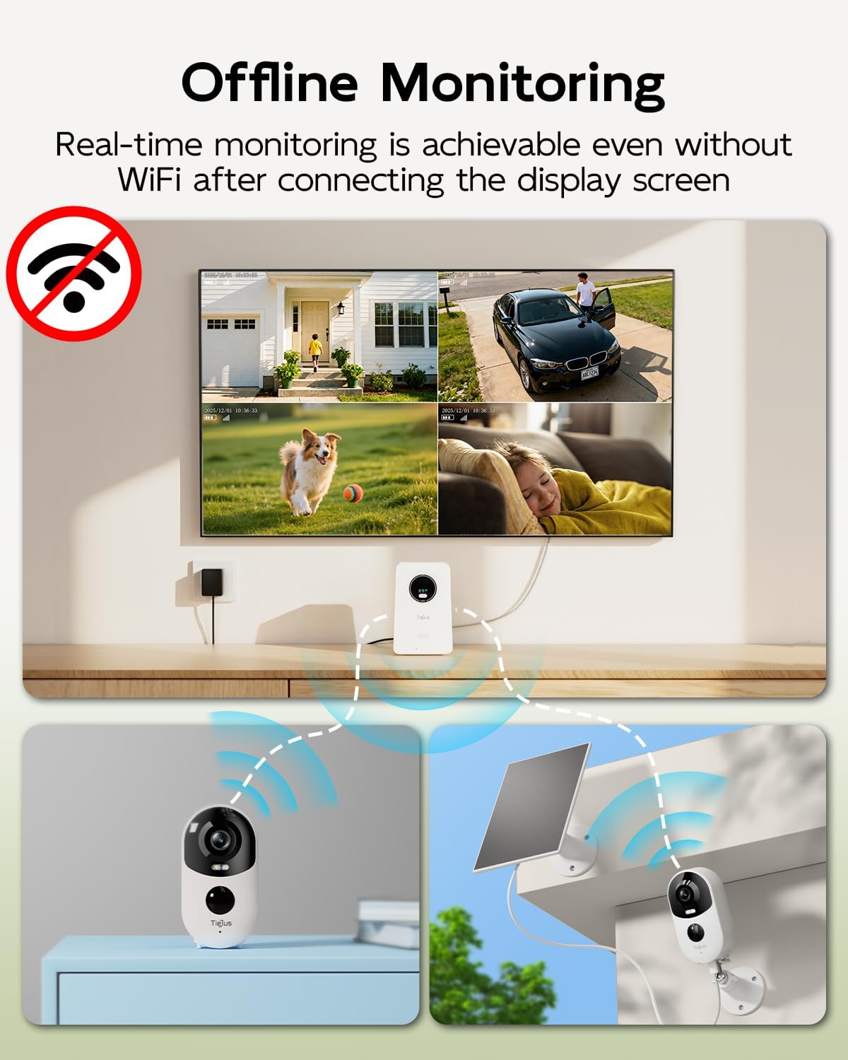 3K 4MP Security Cameras Outdoor Wireless, Solar Powered Cameras for Home Security, No Subscription, Smart Detection, Color Night Vision, 2-Way Talk, 2.4/5GHz WiFi, 32GB Local Storage