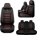 5 Seat Covers for Infiniti QX80 2000-2026 Breathable Car Seat Covers,Anti-Slip Waterproof Car Seat Protectors with Airbag,Automotive Vehicle Cushion with Storage Pockets (Standard,Brown)