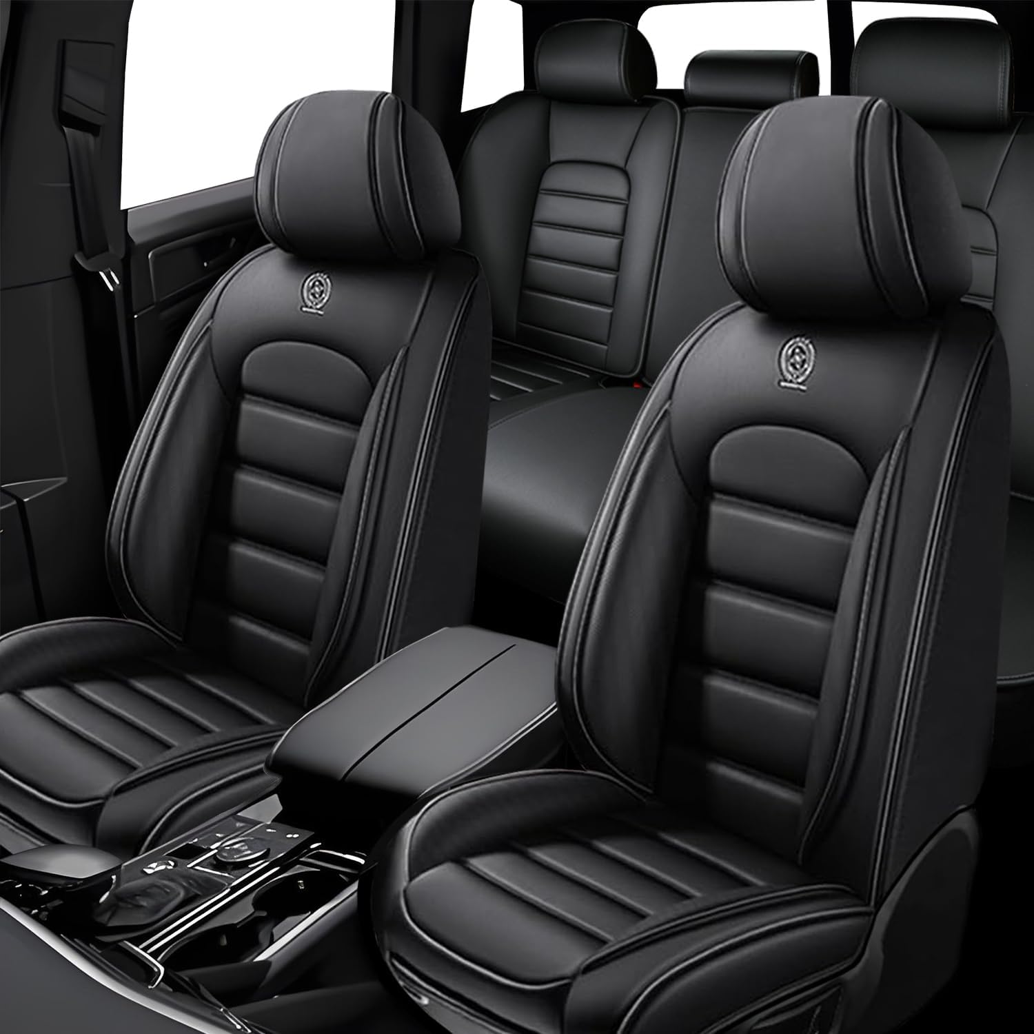 5 Seat Covers for Lexus UX 250h 2019-2024 Leather Car Seat Covers Waterproof Anti-Slip Soft Car Seat Protectors Premium Automotive Seat Covers with Airbag（Standard,Classic Black）