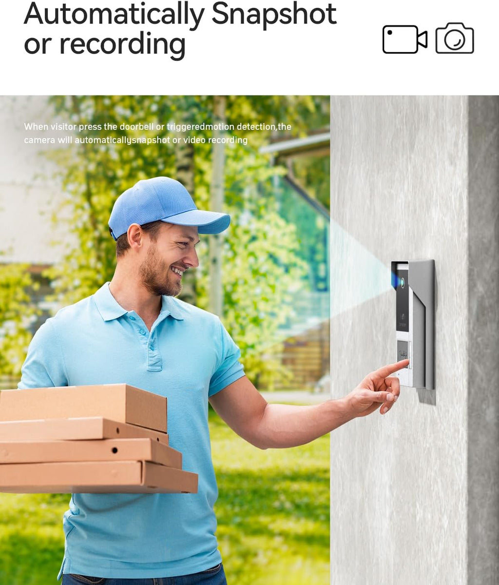 TMEZON WiFi Video Intercom System Doorbell with Camera and 7 Inch Monitor IP Wired Video Door Phone 1080P Wired Night Vision,No Monthly Fees, Support Remote Unlock Door Release,Snapshot, Tuya