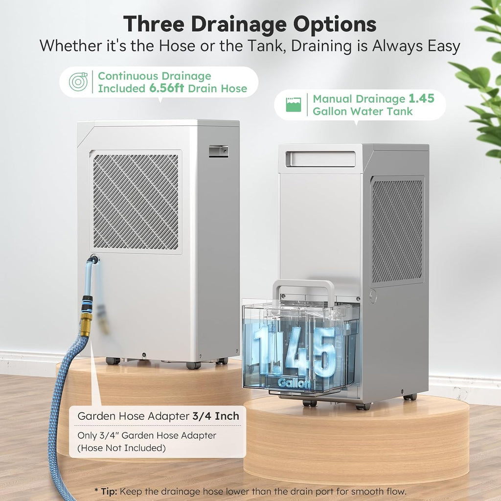 5000 Sq.Ft Energy Star Most Efficient 2024 Dehumidifier,DECIUU Max 100 Pint Dehumidifier for Basement with Drain Hose,Intelligent Humidity Control for Home Bathroom Garage Bedroom
