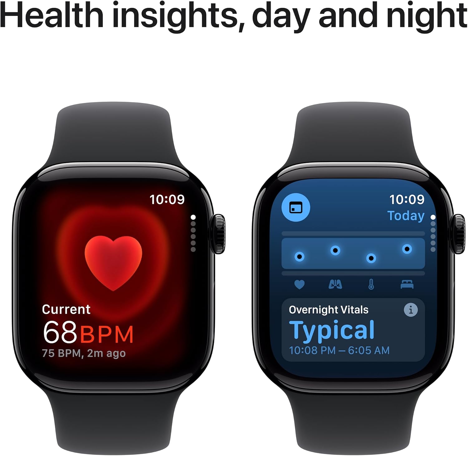 Apple Watch Series 10 [GPS 42mm case] Smartwatch with Jet Black Aluminum Case with Black Sport Band - M/L. Fitness Tracker, ECG App, Always-On Retina Display, Water Resistant