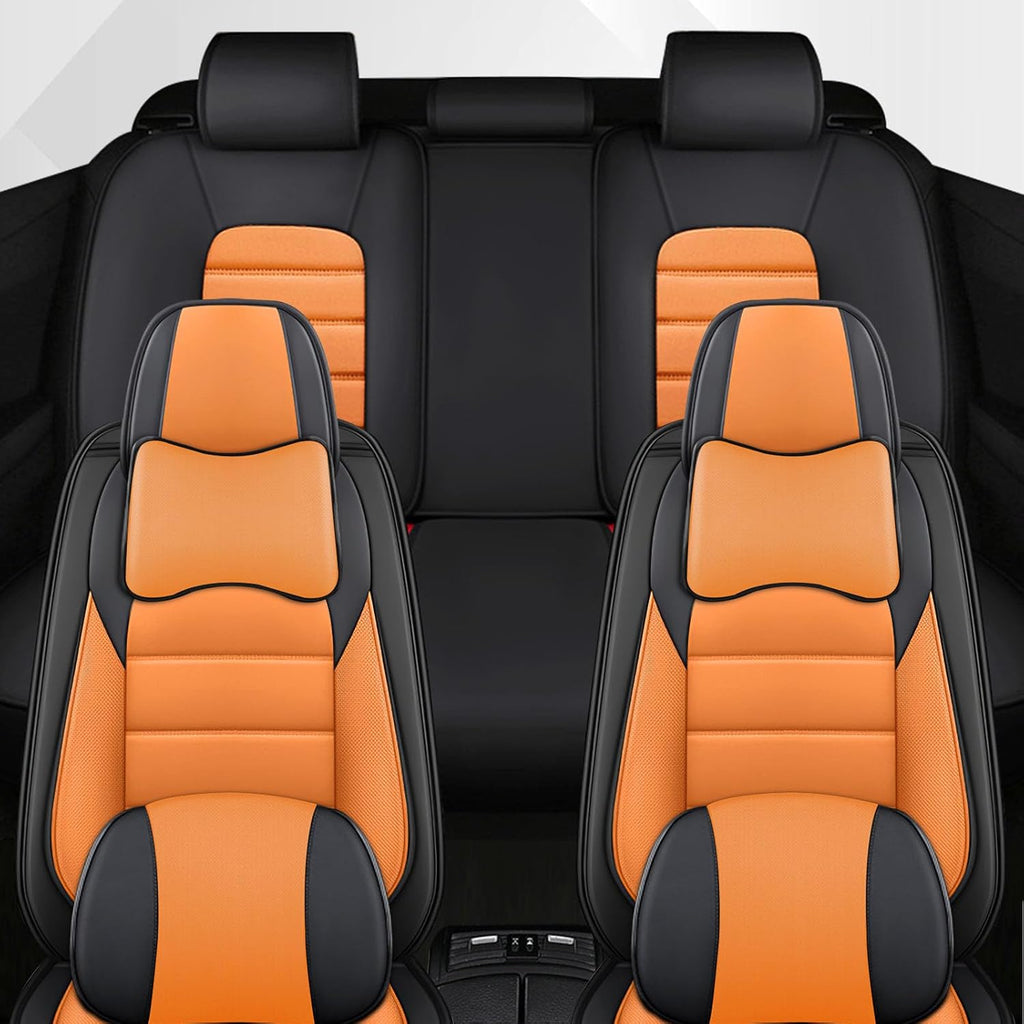 Car Seat Cover Fit for Jeep Wrangler 2000-2025,Compatible Airbag Non-Slip Waterproof Seat Cover,Car Seat Protector Premium Interior (Luxury 5 Seats,Black Orange)