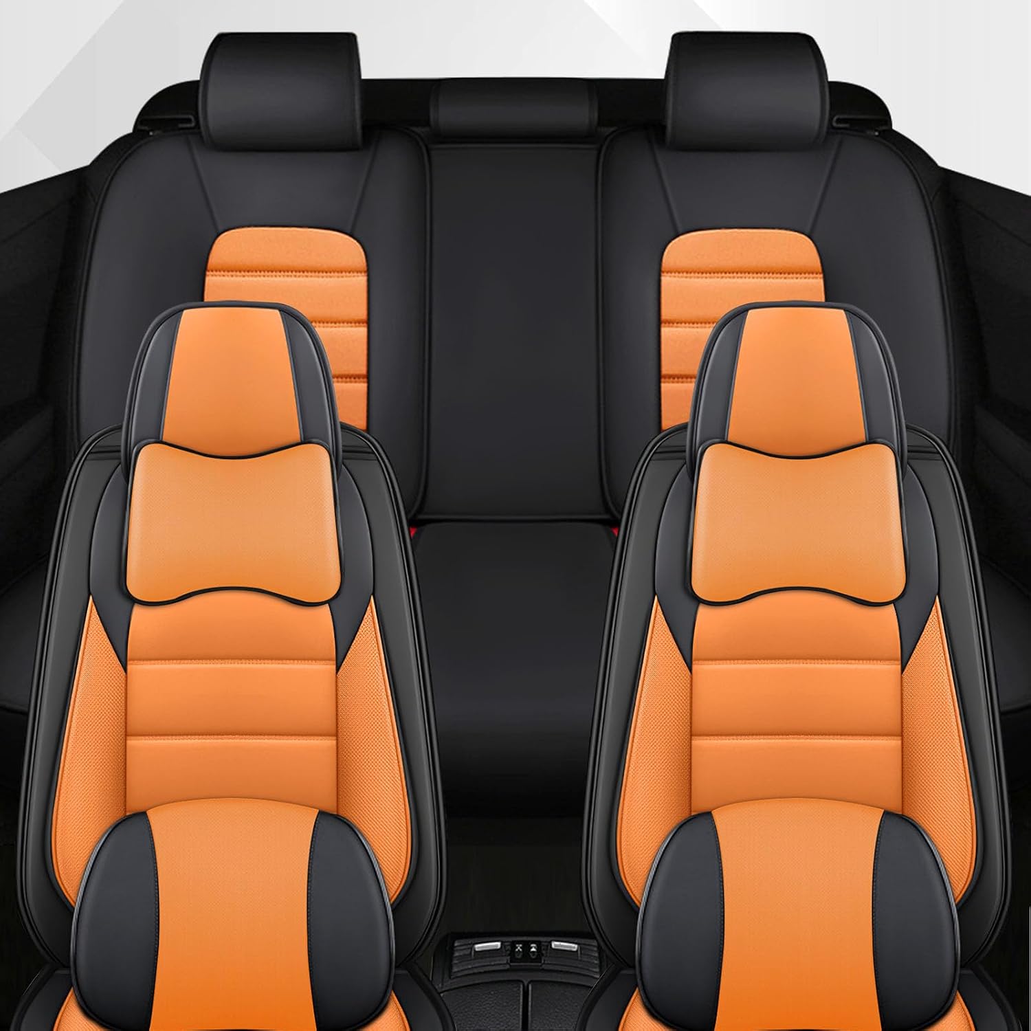 Car Seat Cover Fit for Jeep Wrangler 2000-2025,Compatible Airbag Non-Slip Waterproof Seat Cover,Car Seat Protector Premium Interior (Luxury 5 Seats,Black Orange)