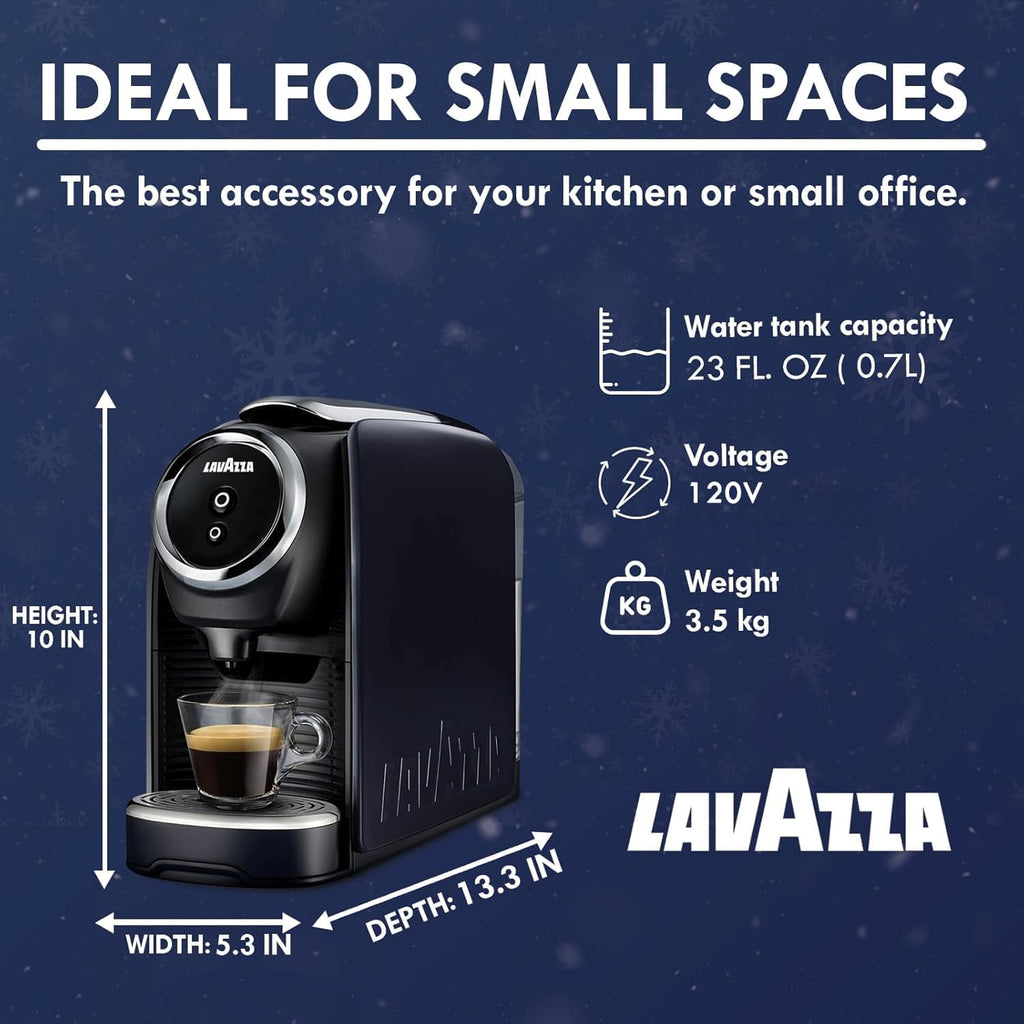 Lavazza Classy Mini Espresso Coffee Machine – 72 Count Intenso Capsules – Compact Single-Serve Brewer Compatible BLUE & Expert Pods