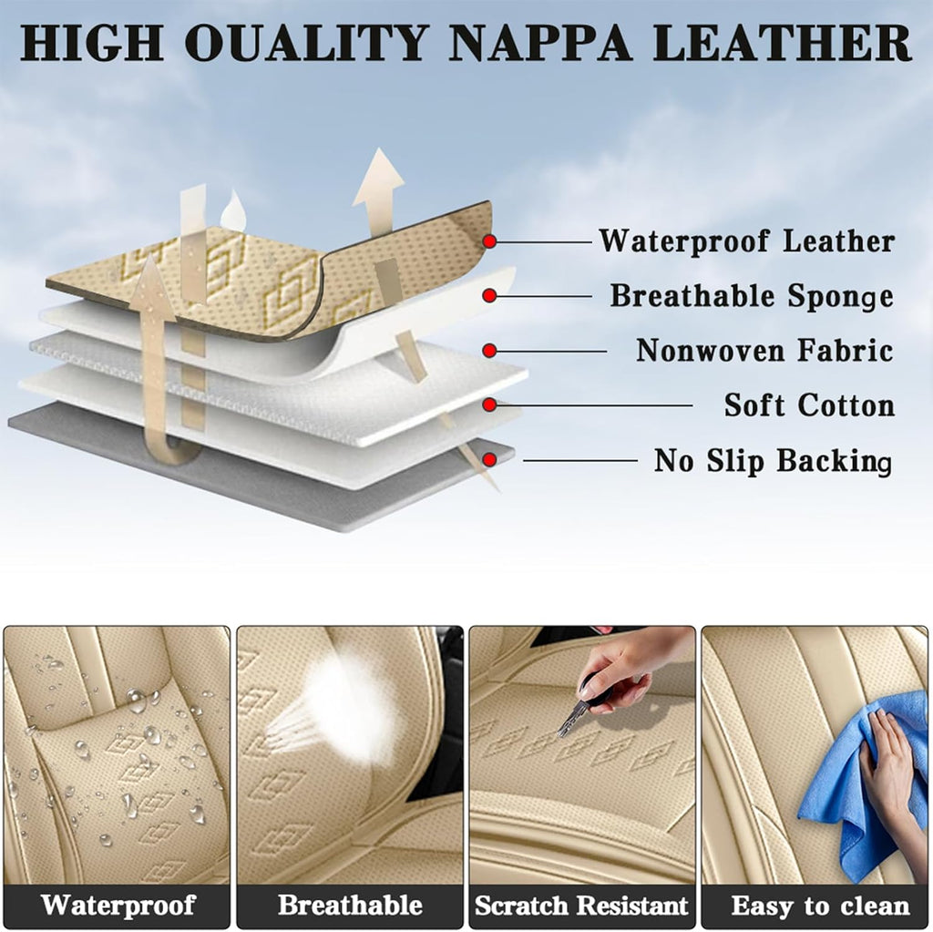 Leather Seat Covers for Lexus TX 500h 2024 2025,Premium Car Seat Covers Front Set,Waterproof Car Seat Protectors with Airbag,Comfort Interior Cover Seats for Cars(Beige)
