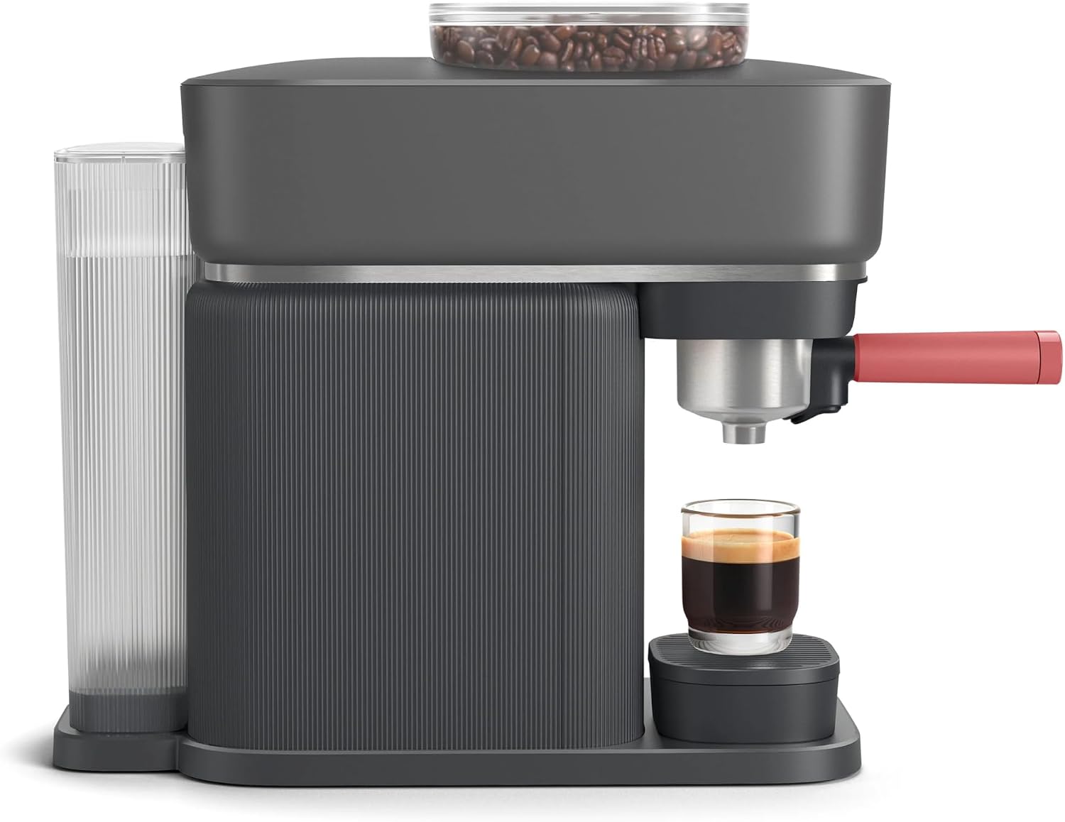 Philips Baristina Espresso Machine, Grind, Tamp & Brew Coffee Beans in One Swipe, Compact, 16 Bar Pump Pressure, Automatic Grinder, Black with Berry Red Portafilter (BAR301/60)