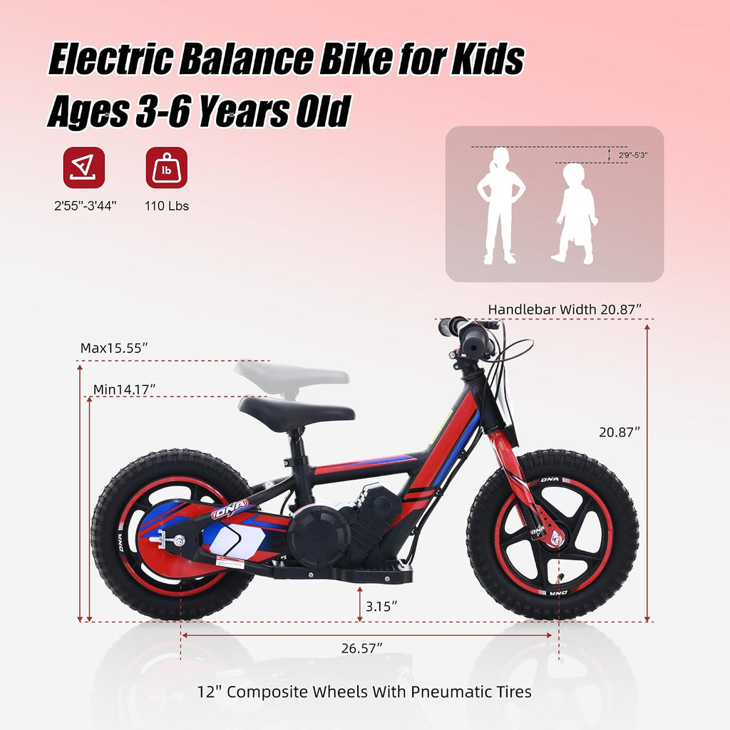 KOZRUNS Electric Dirt Bike for Kids 3-6, 170W Racing Experience Lightweight Motorcycle, New Aluminum Frame with 2 Power Modes, 24V Detachable Battery, 12 Inch Knobby Tires