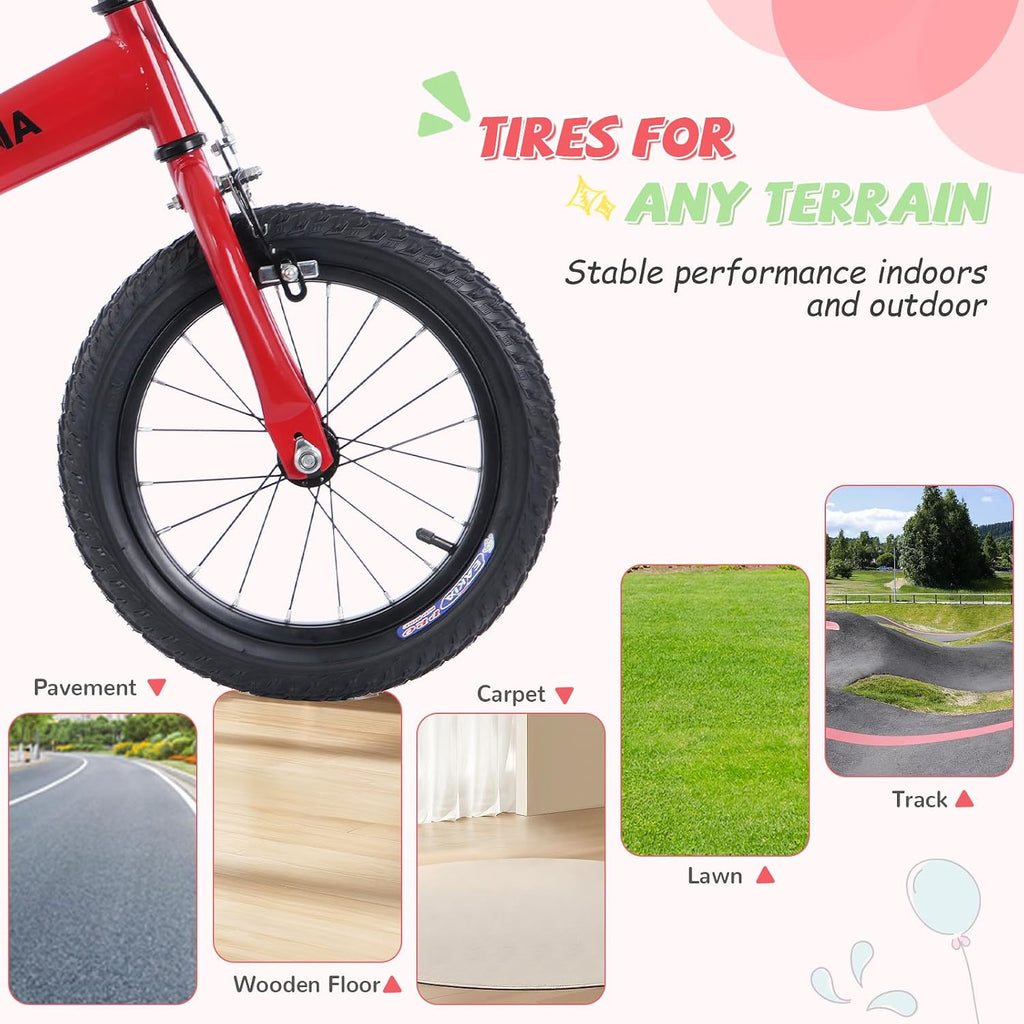 3-in-1 Montessori Balance Bike,Tri-Purpose of Kids Balance Bikes and Toddler Tricycles/Bikes，for 2 3 4 5 6 7 Years Old-14 inch Balance Bike with Training Theory, Pedal Kit, Training Wheels,Brakes