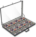 Card Display Case Large Aluminum 34' L x 22' W, Lockable Trading Card Display with Handle, 3' H Portable Trade Show Display Case for Sports Card/TCG/Jewelry Collection, Black