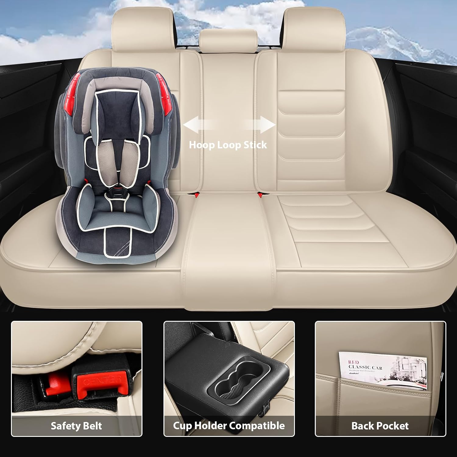 Fit for Toyota Highlander 2001-2025 Custom Seat Covers, PU Leather Car Seat Covers, Full Coverage Protection, Thick Cushioning Seat Protectors(Standard Front Row/Beige)