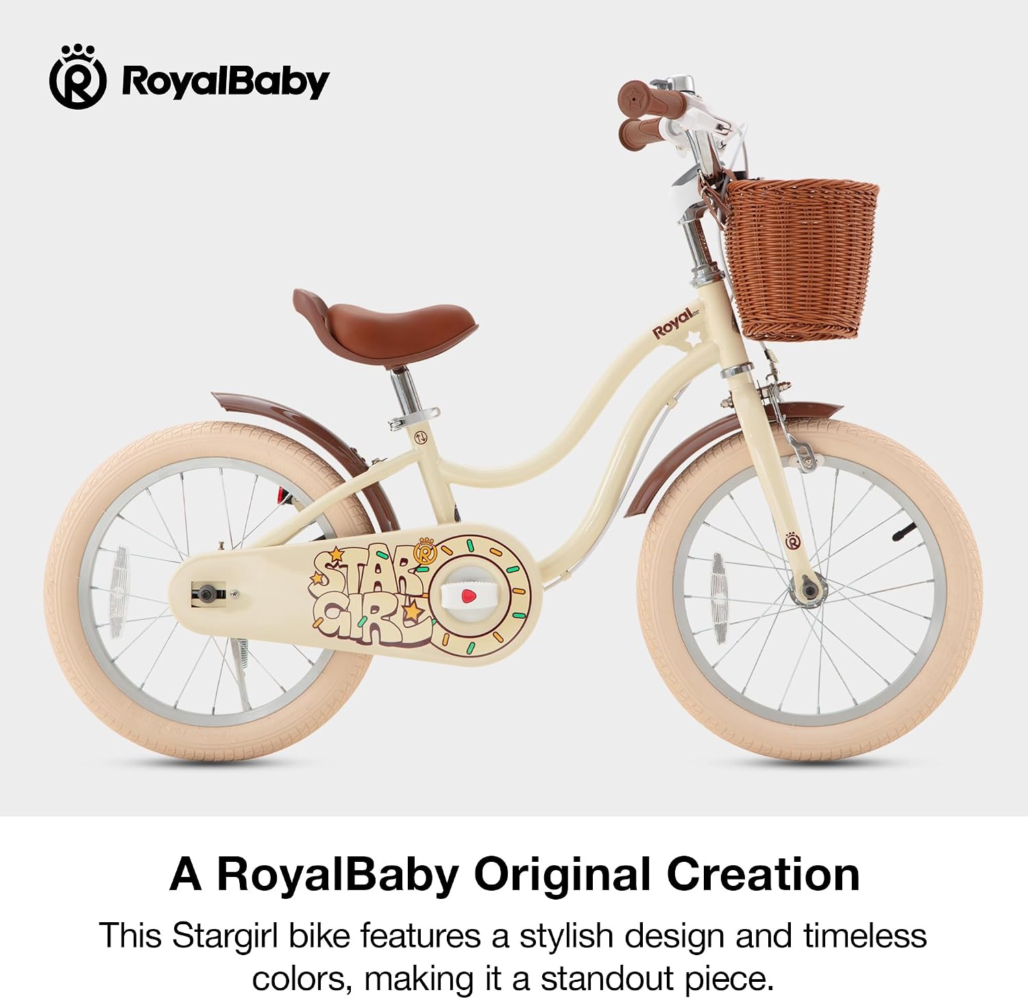 RoyalBaby Girls Bike, Stargirl EZ Kids Bike Balance and Pedal Bicycle with Basket and Dual Handbrake, 12 14 16 18 Inch Toddlers to Big Kids 3-8 Years, Multiple Colors