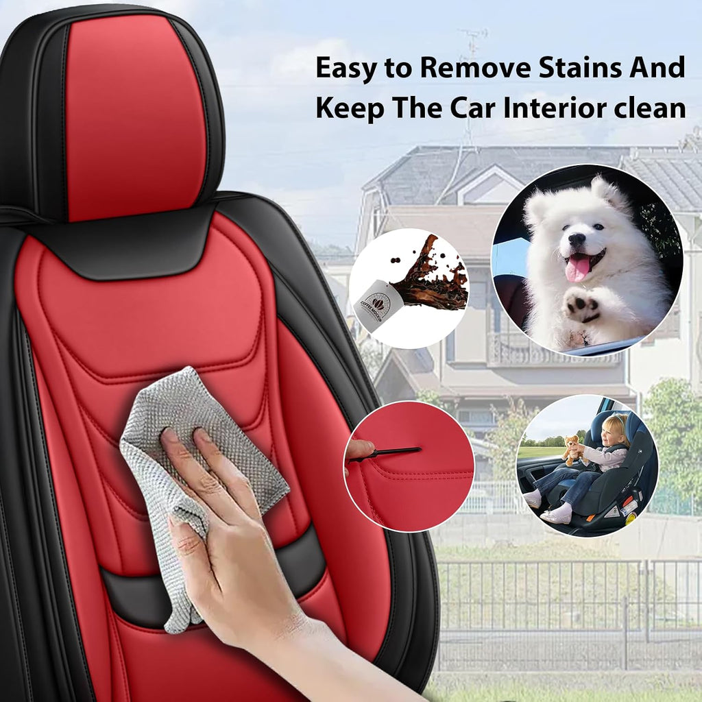 Fit for Toyota Highlander 2001-2025 Custom Seat Covers, PU Leather Car Seat Covers, Full Coverage Protection, Thick Cushioning Seat Protectors(Standard Full Set/Black Red)