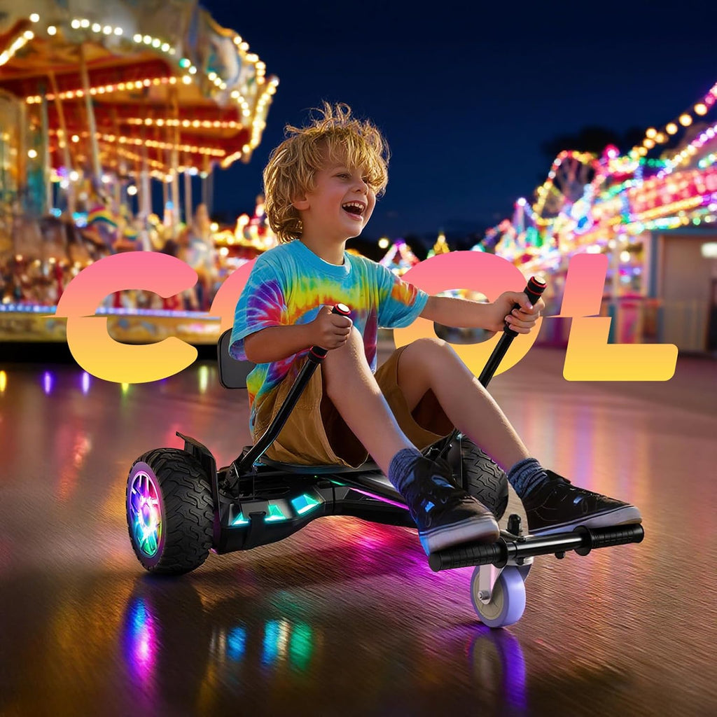 Scooter Seat Attachment, Scooter with Go Kart for Kids Boys Girls Adults, LED Lights, Bluetooth(Include Go-Kart)