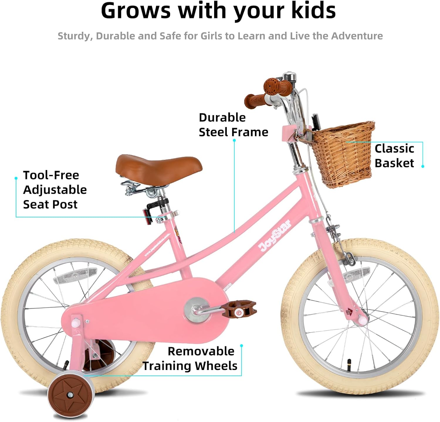 JOYSTAR Girls Bike for 2-12 Years Old Toddlers and Kids, 12' 14' 16' 18' 20' Retro Style Kids Bike with Training Wheels, 18 20 Inch Children Bicycle with Kickstand