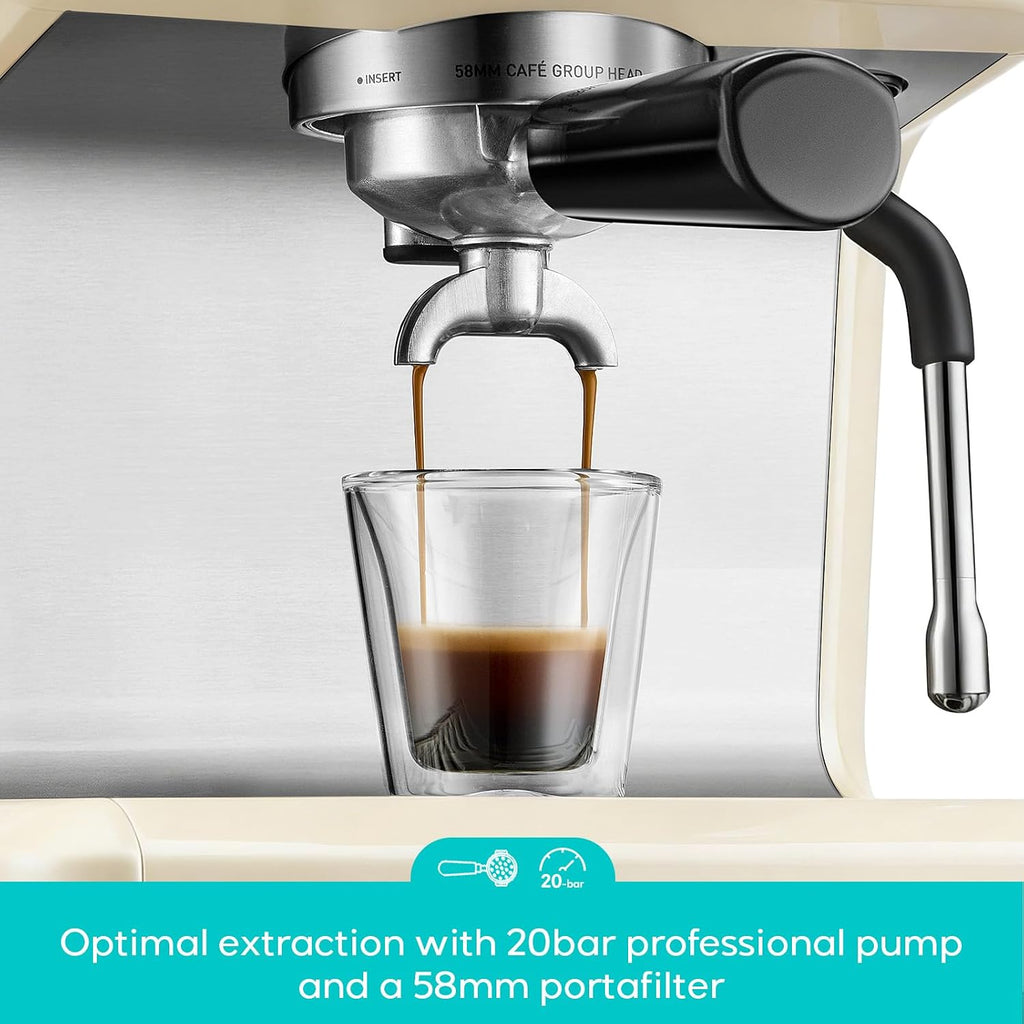 CASABREWS Ultra Espresso Machine with LCD Display, 20 Bar Espresso Maker with Powerful Milk Frother, Customizable Brewing Temperature, Barista-Level Latte and Cappuccino Machine for Home, Creamy