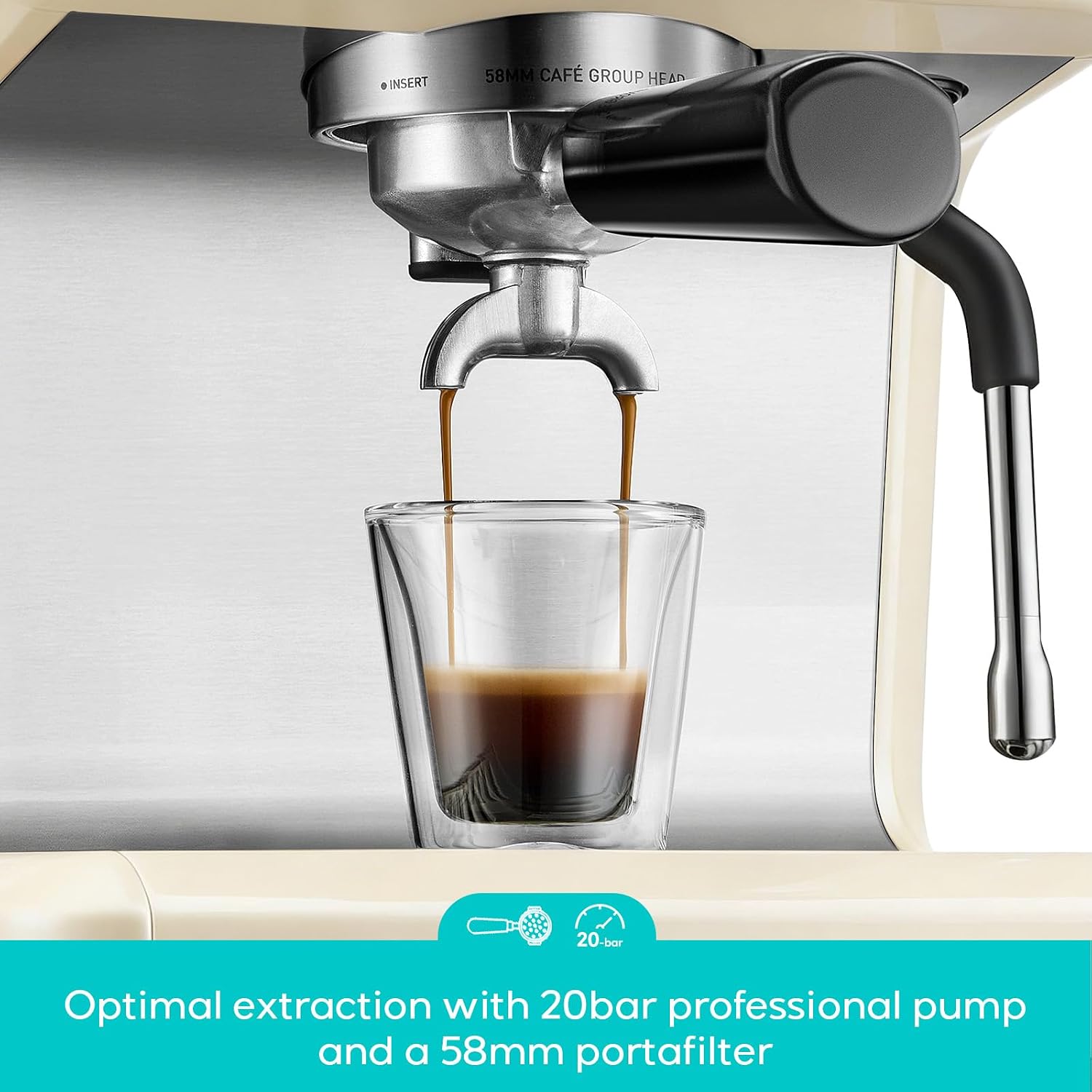CASABREWS Ultra Espresso Machine with LCD Display, 20 Bar Espresso Maker with Powerful Milk Frother, Customizable Brewing Temperature, Barista-Level Latte and Cappuccino Machine for Home, Creamy