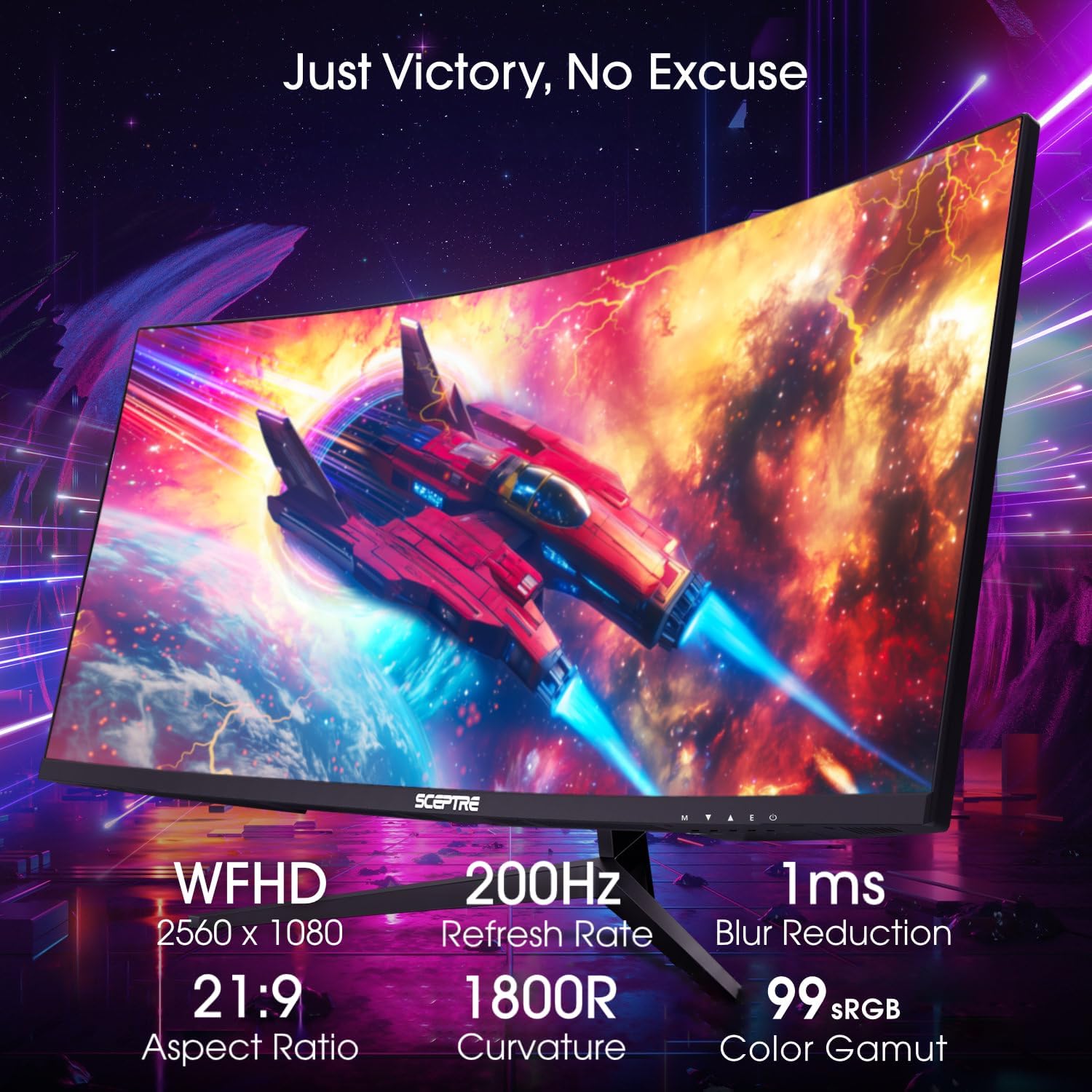 Sceptre Prime Curved 30-inch Gaming Monitor 200+Hz FreeSync Build-in Speakers 2560 x 1080p HDMI DP Machine Black 2026 (C305B-200UN Series)