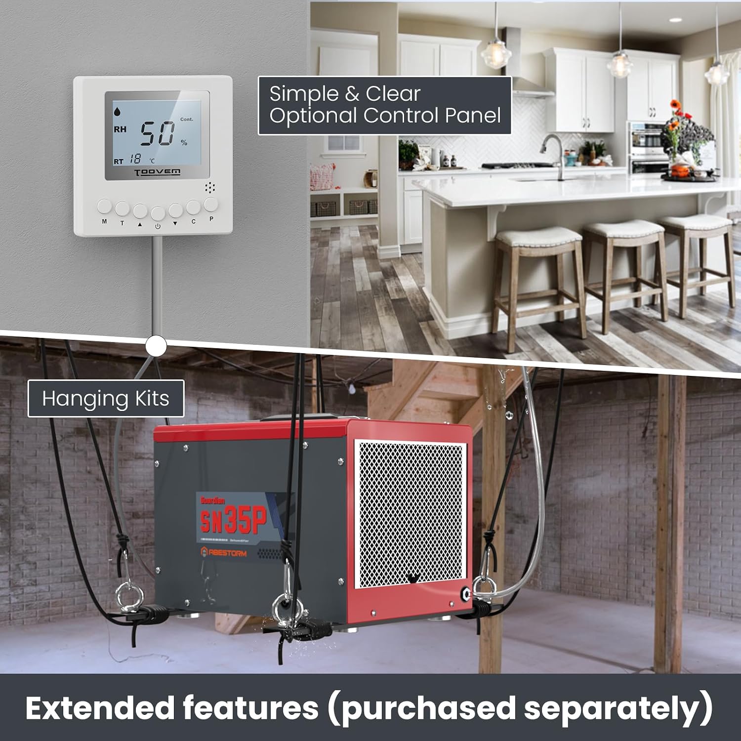 Abestorm Crawl Space Dehumidifiers with Pump and Hose, 70 PPD Compact Portable Commercial Dehumidifier Up to 1,000 sq. ft. Auto Defrost, Memory Starting Crawlspace dehumidifiers