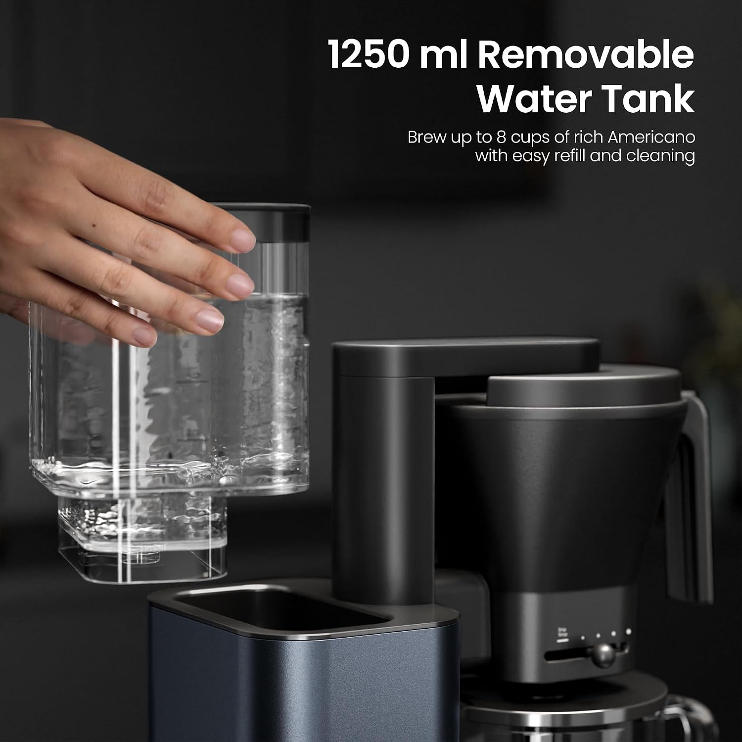 Kismile SCA-Certified 8 Cup Drip Coffee Maker, Pour Over Coffee Machine with 3s Instant Heat 197–205℉, Adjustable Flow Control, Removable Water Tank, Deep Cold Brew & 40 Min Keep Warm (Blue)