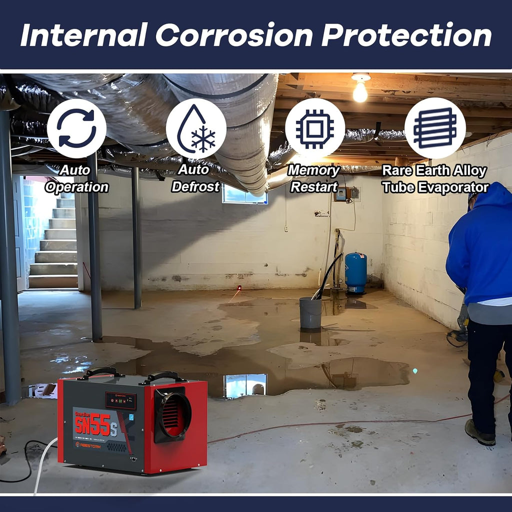 Abestorm Crawl Space Dehumidifier, 120 Pint Commercial Dehumidifiers for Basement, Industrial Dehumidifier with Drain Hose, Portable Dehumidifier Crawlspace, Auto Defrosting, 5 Years Limited Warranty