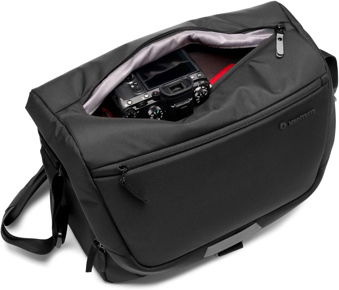 Manfrotto Advanced Messenger M III, Photography Bag for DSLR Cameras with Lenses, Camera Bag with Tripod Mount and Rain Cover, Photography Accessories