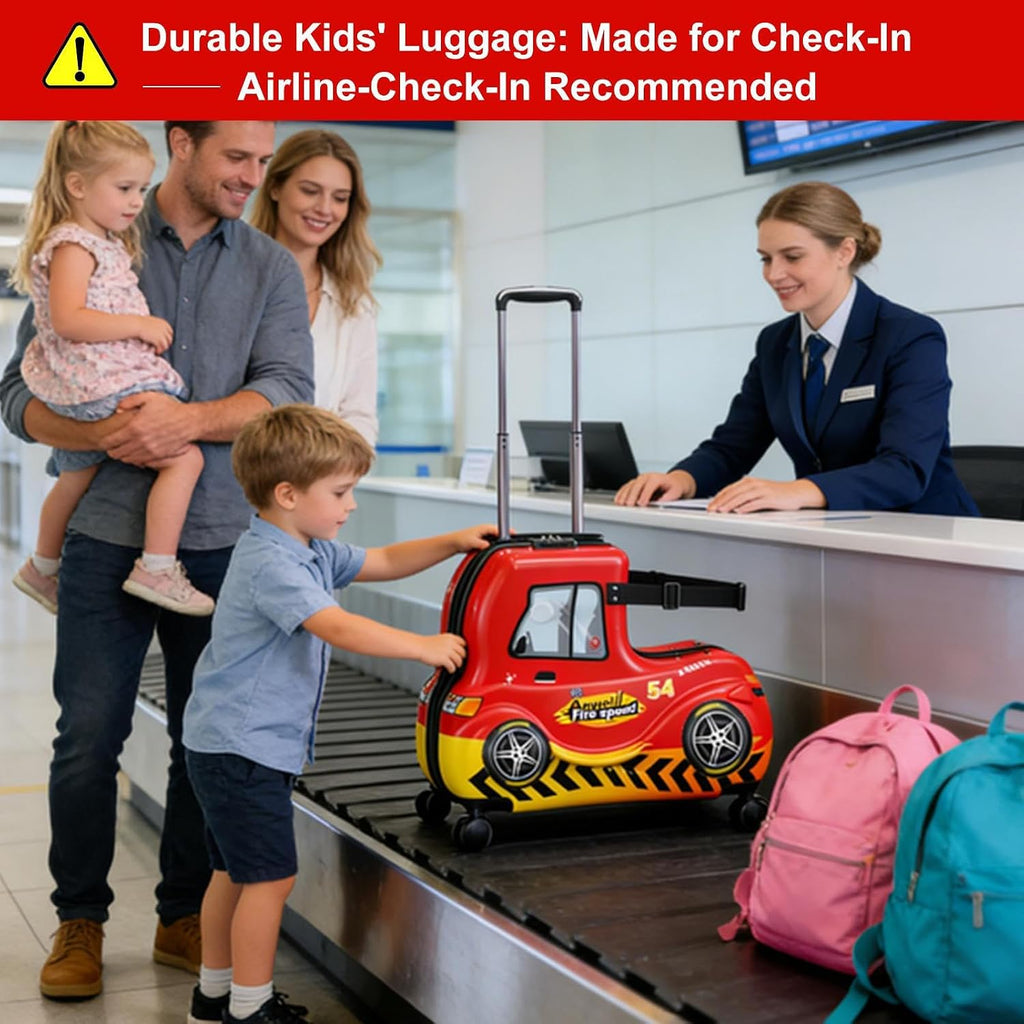 24 Inch Kid's Ride on Suitcase, Travel Rolling Luggage with Wheels Carry Trolley Luggage with Password Lock, Children's Ride On Suitcase to Kids Aged 6-12 Years Old(Red)