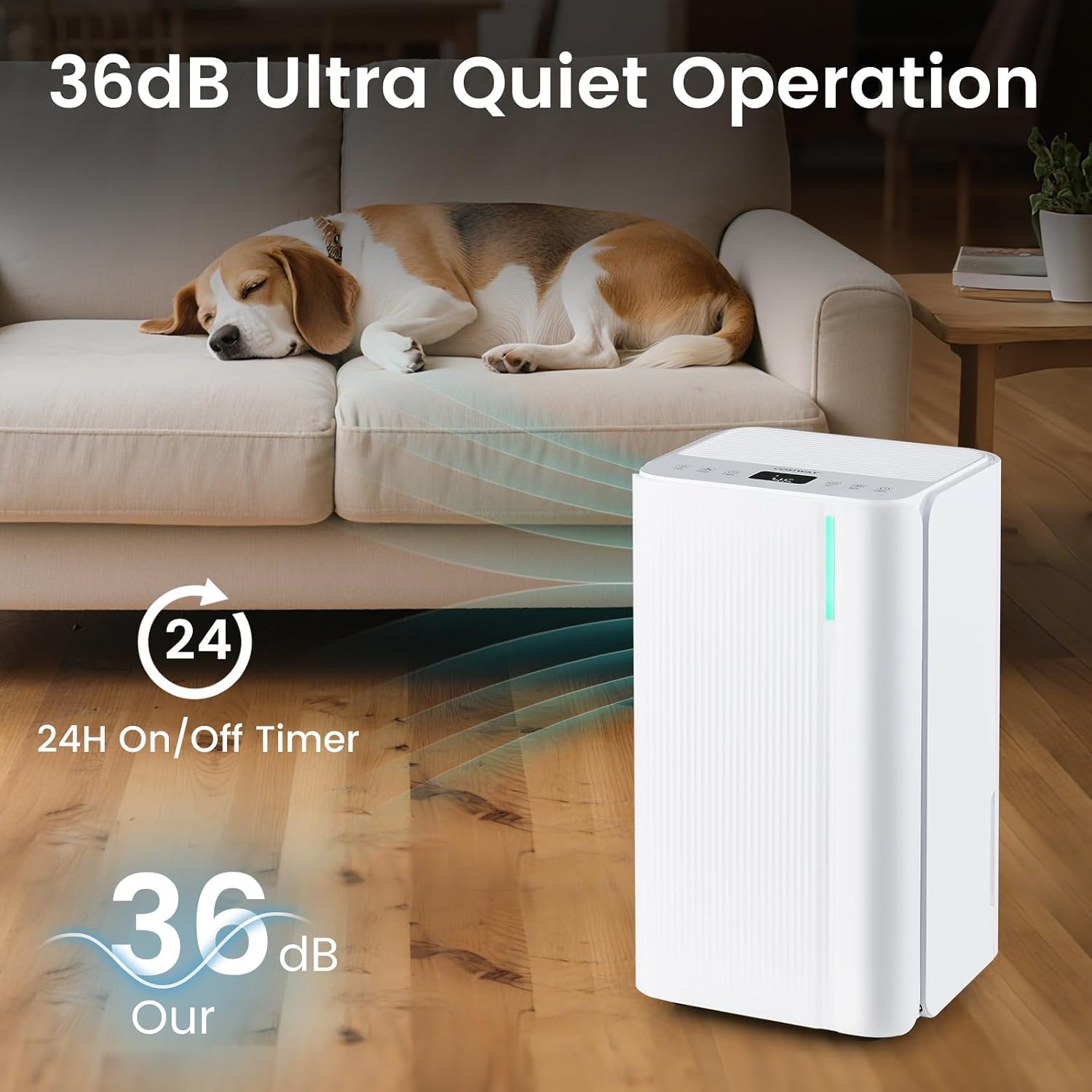 COSTWAY 32 Pints Dehumidifier for Home, 2000 Sq.Ft Portable Dehumidifier for Bedroom, Basement, Bathroom, 24H Timer, 3-Color Indicator, 3.3 FT Drain Hose, 4 Wheels